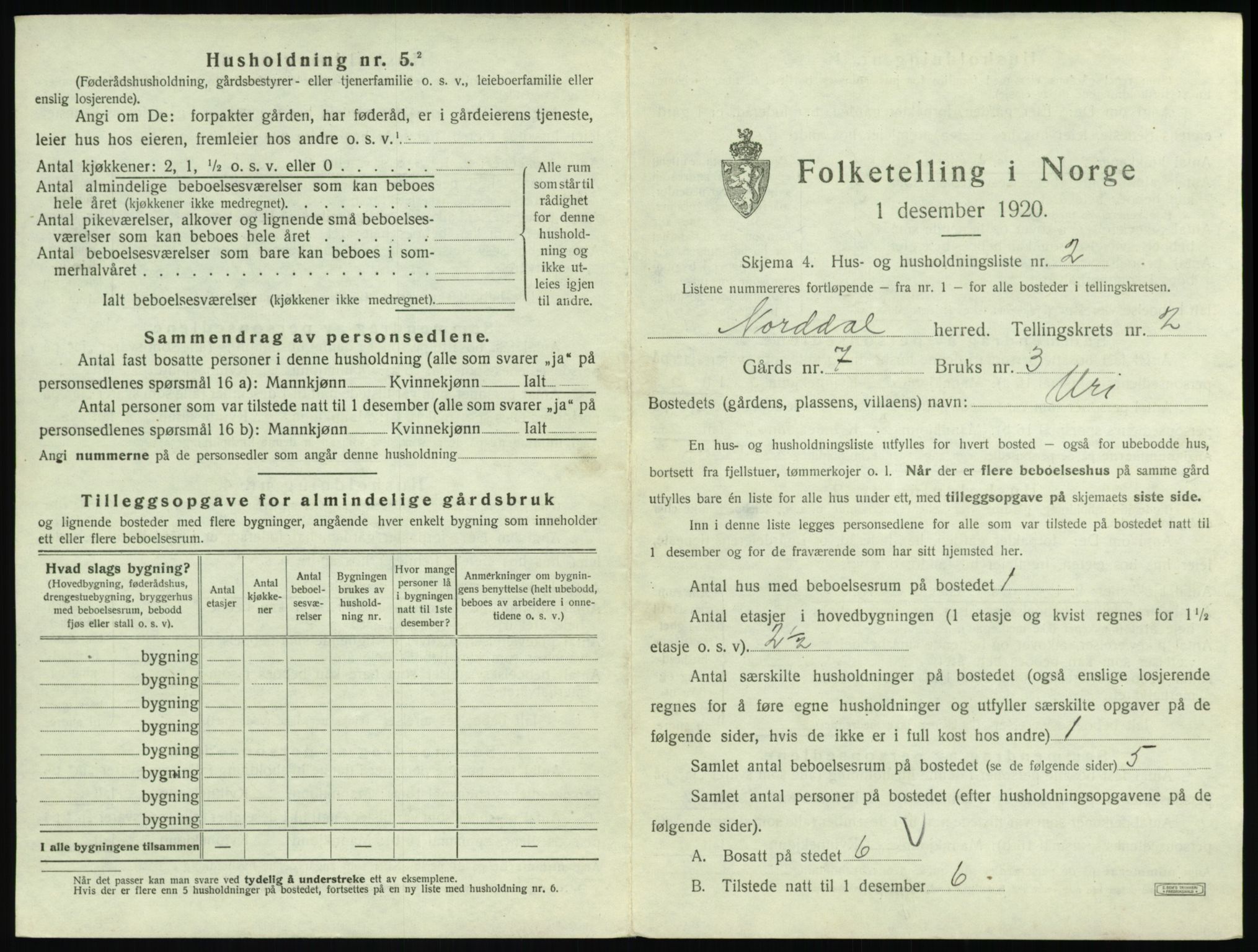 SAT, 1920 census for Norddal, 1920, p. 151