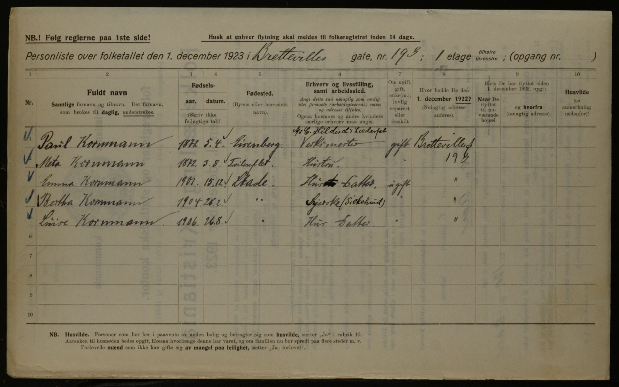 OBA, Municipal Census 1923 for Kristiania, 1923, p. 9800