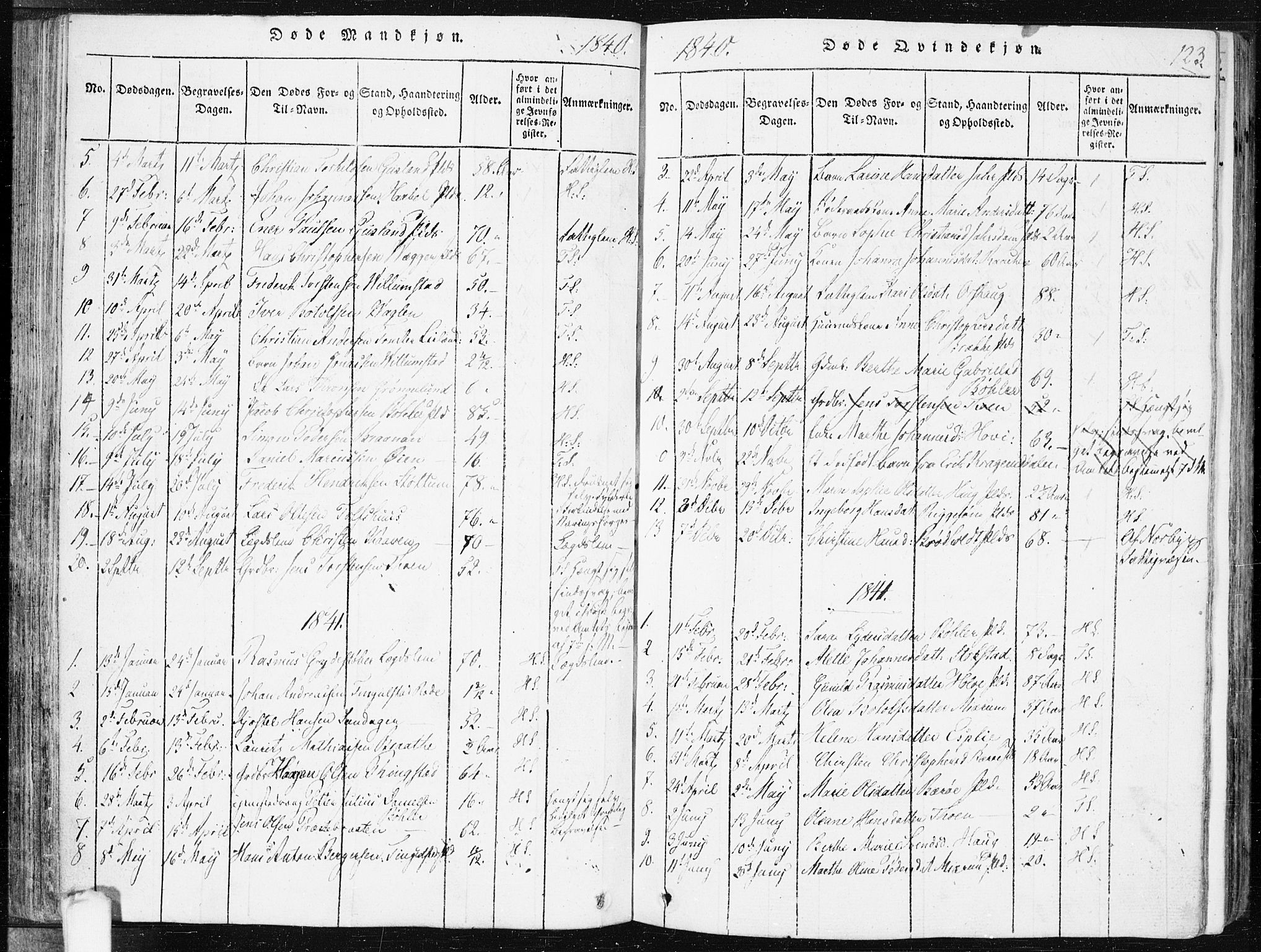 Hobøl prestekontor Kirkebøker, SAO/A-2002/F/Fa/L0002: Parish register (official) no. I 2, 1814-1841, p. 123