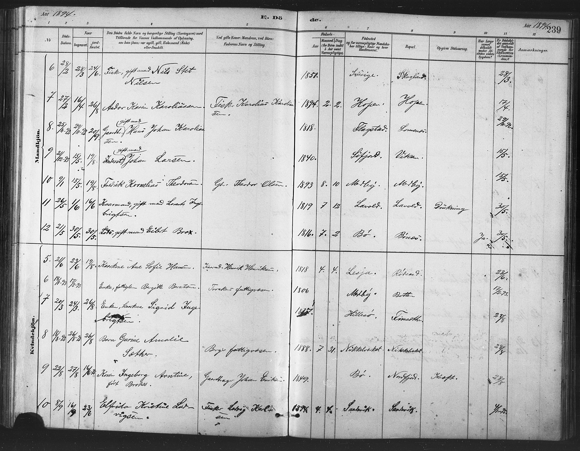 Berg sokneprestkontor, AV/SATØ-S-1318/G/Ga/Gaa/L0004kirke: Parish register (official) no. 4, 1880-1894, p. 239