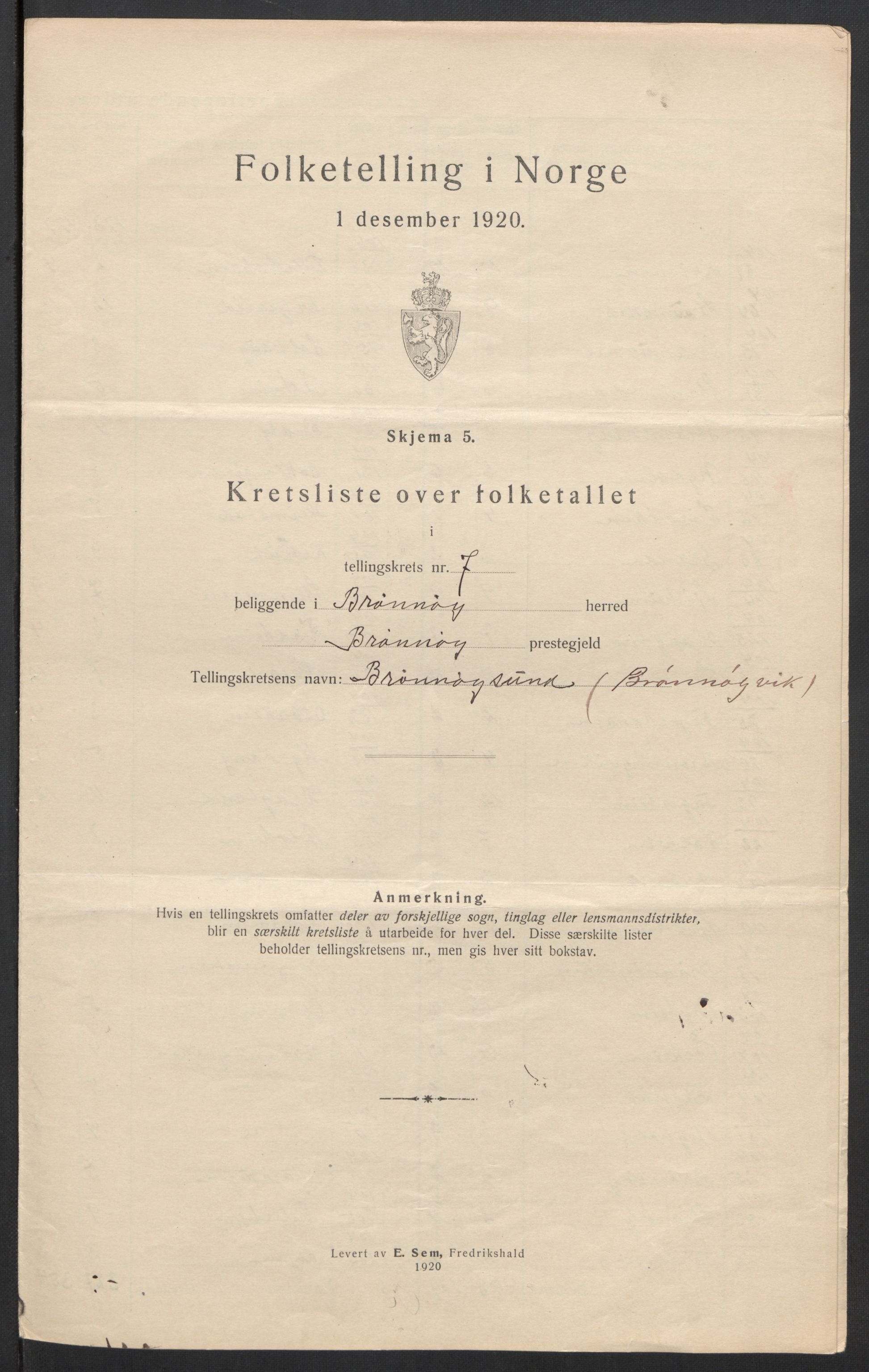 SAT, 1920 census for Brønnøy, 1920, p. 28