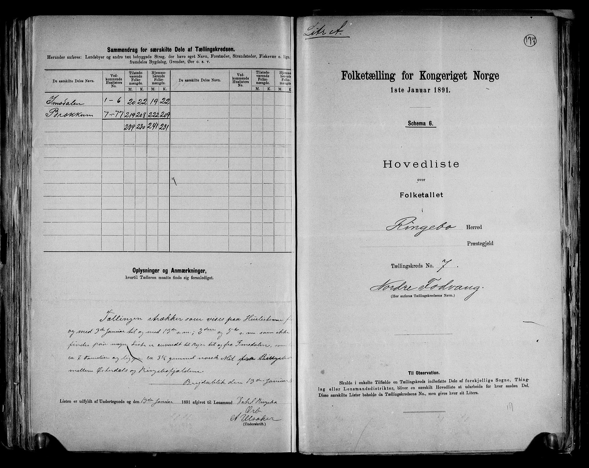 RA, 1891 census for 0520 Ringebu, 1891, p. 19