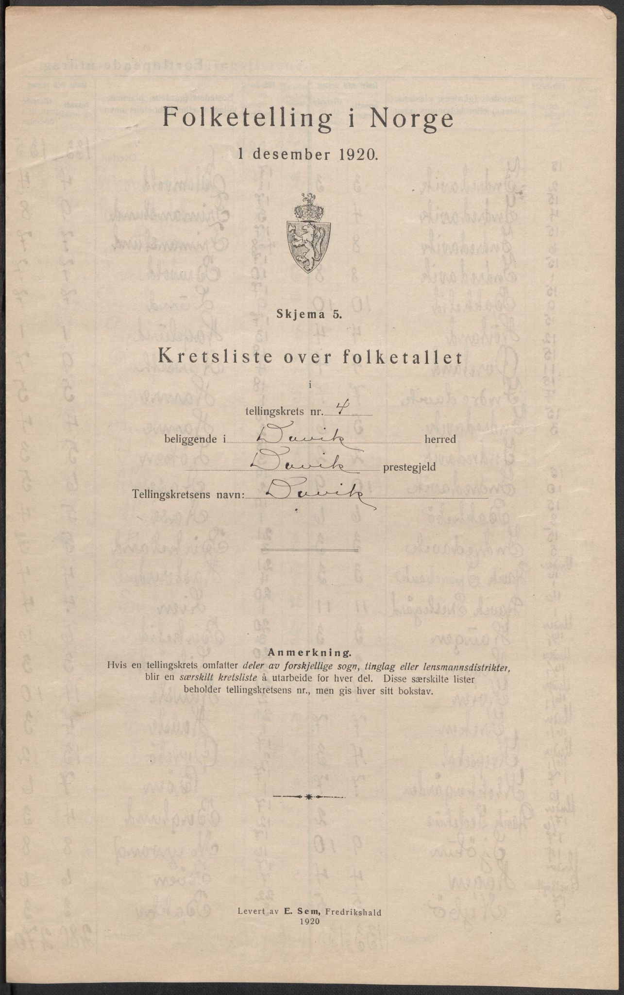 SAB, 1920 census for Davik, 1920, p. 17