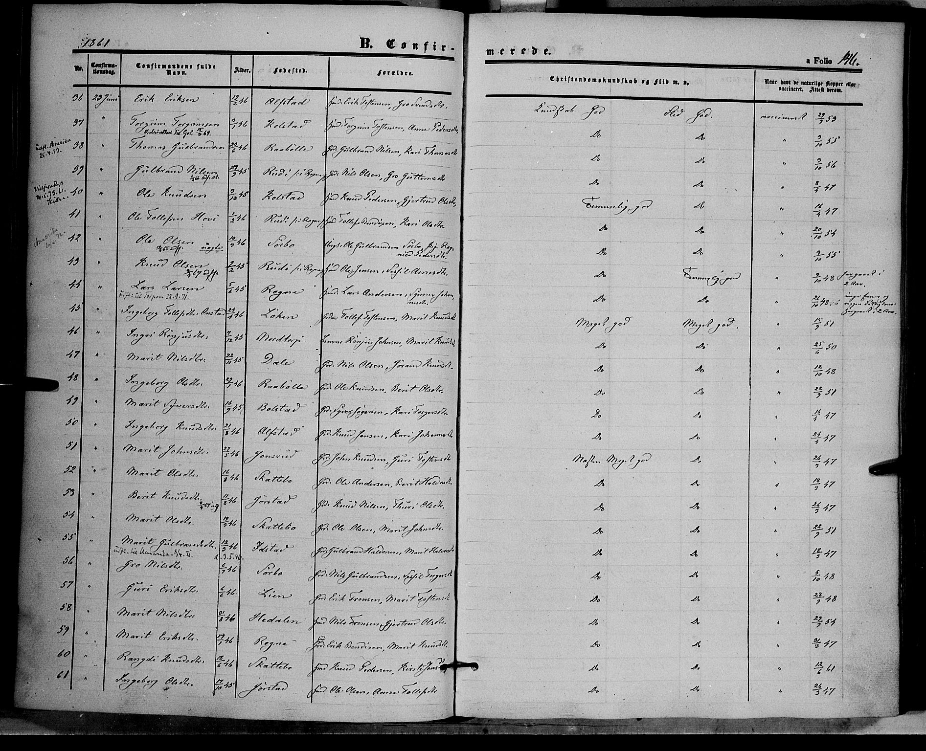 Øystre Slidre prestekontor, SAH/PREST-138/H/Ha/Haa/L0001: Parish register (official) no. 1, 1849-1874, p. 146
