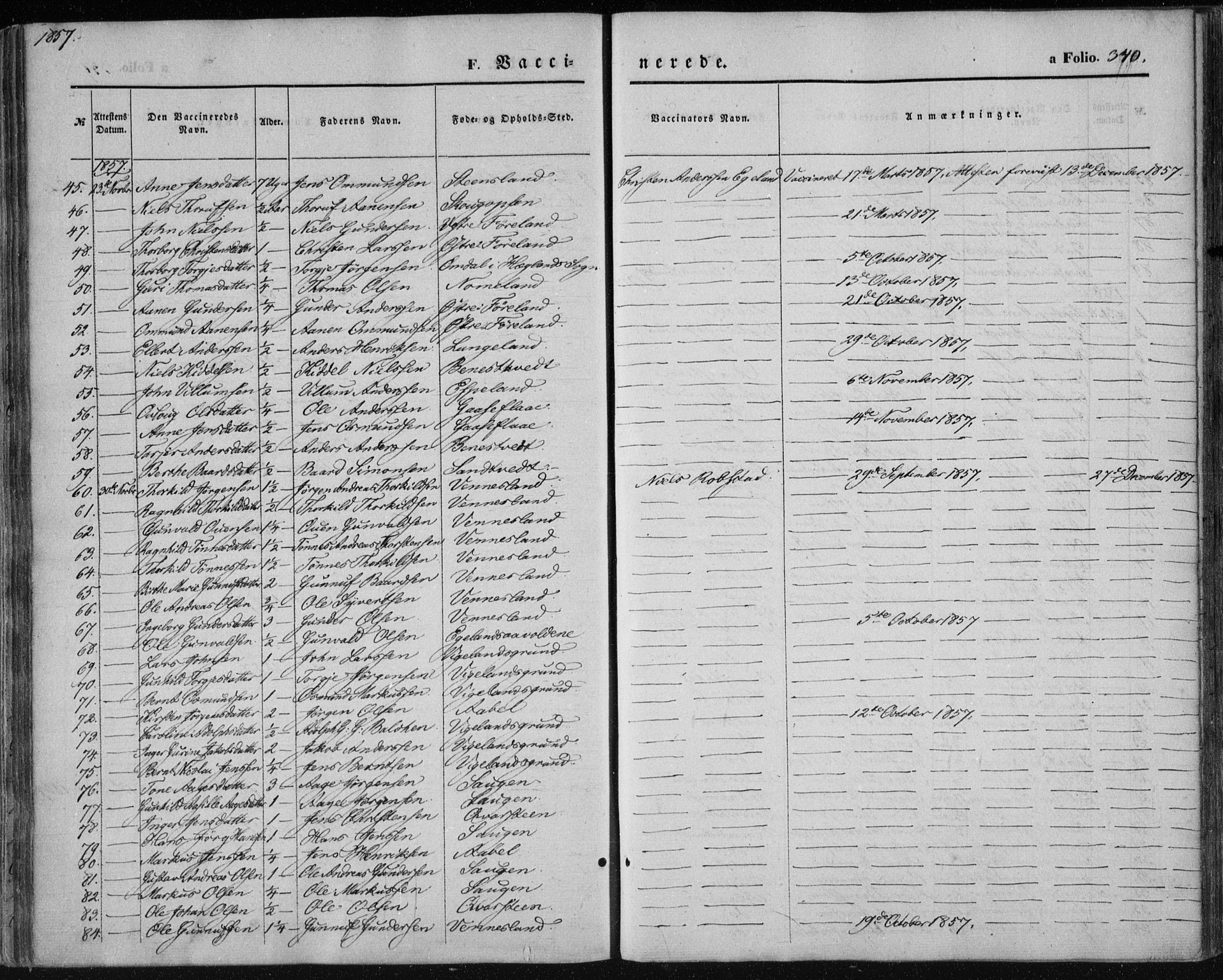 Vennesla sokneprestkontor, AV/SAK-1111-0045/Fa/Fac/L0007: Parish register (official) no. A 7, 1855-1873, p. 340