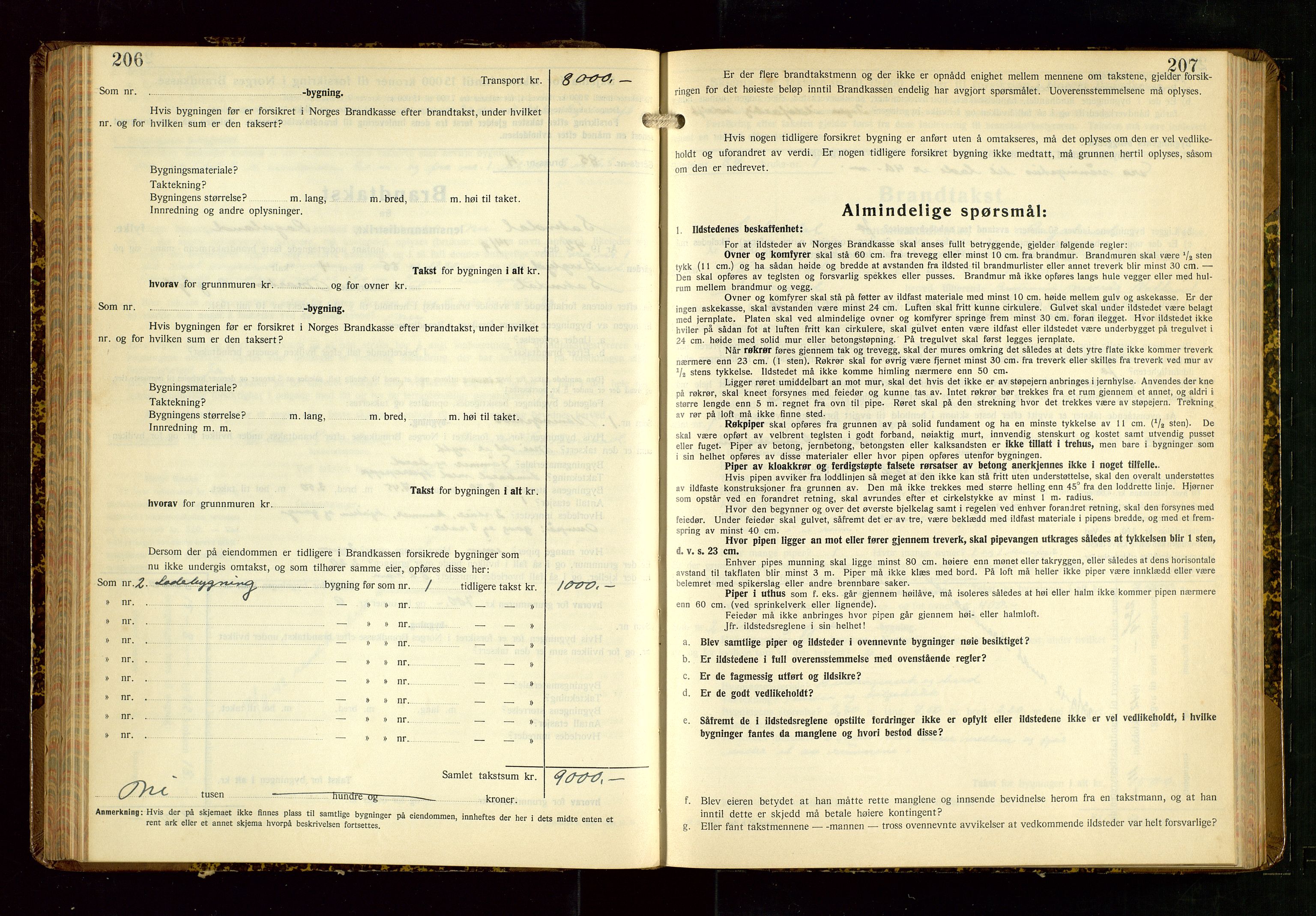 Sokndal lensmannskontor, SAST/A-100417/Gob/L0008: "Brandtakst-Protokoll", 1937-1955, p. 206-207