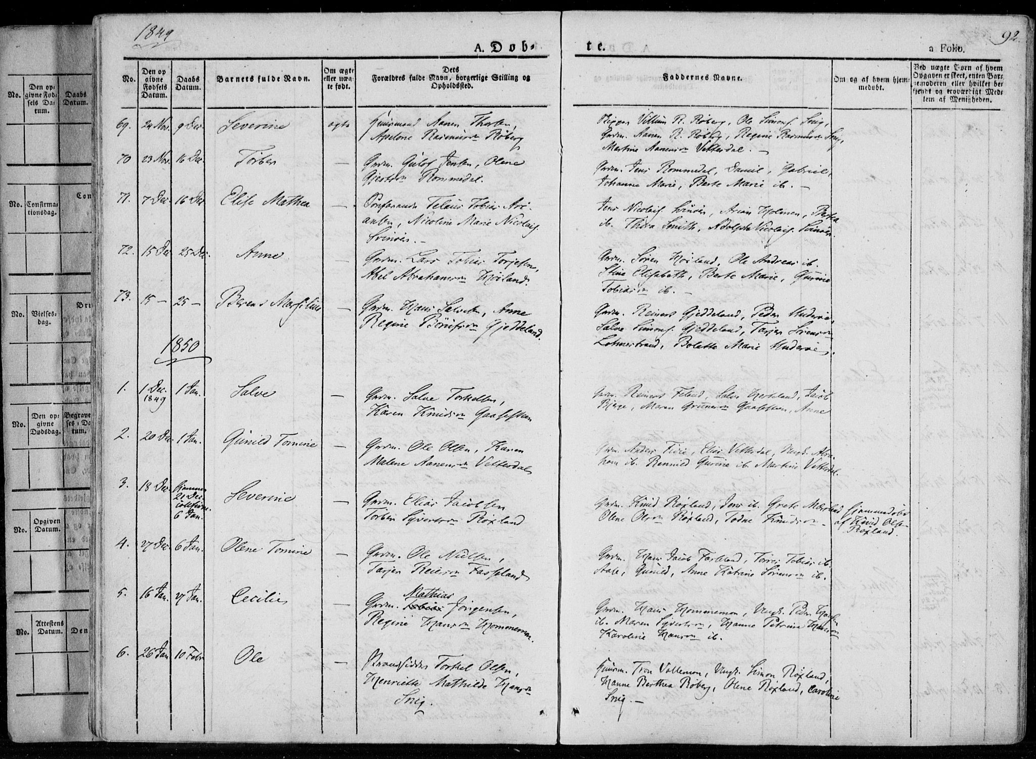 Sør-Audnedal sokneprestkontor, AV/SAK-1111-0039/F/Fa/Fab/L0006: Parish register (official) no. A 6, 1829-1855, p. 92