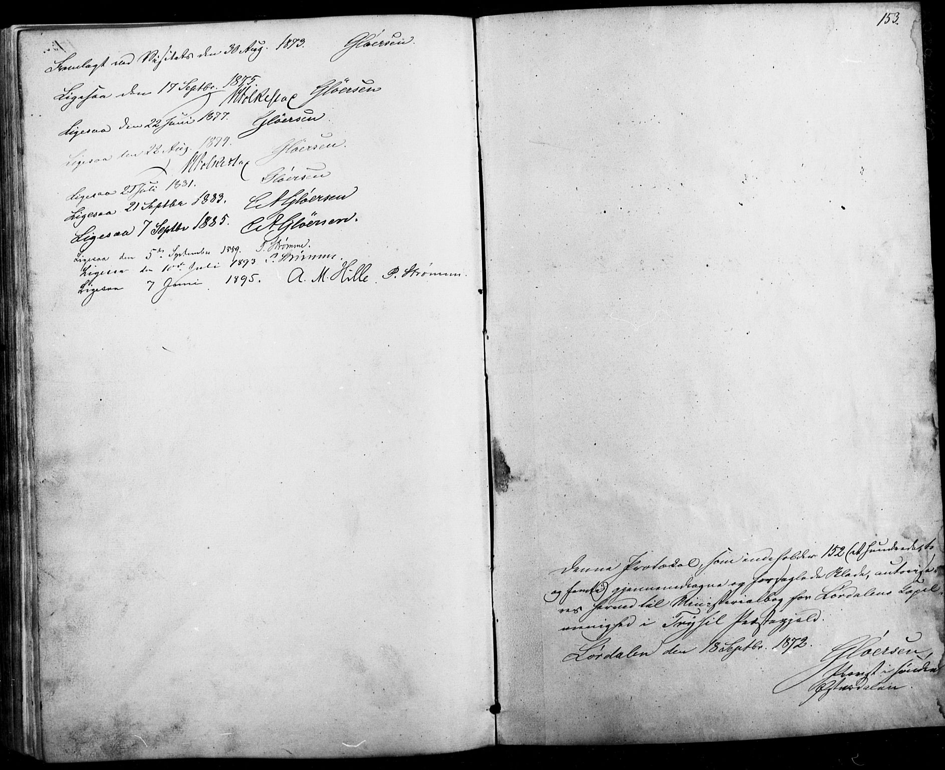 Trysil prestekontor, SAH/PREST-046/H/Ha/Haa/L0010: Parish register (official) no. 10, 1872-1895, p. 153