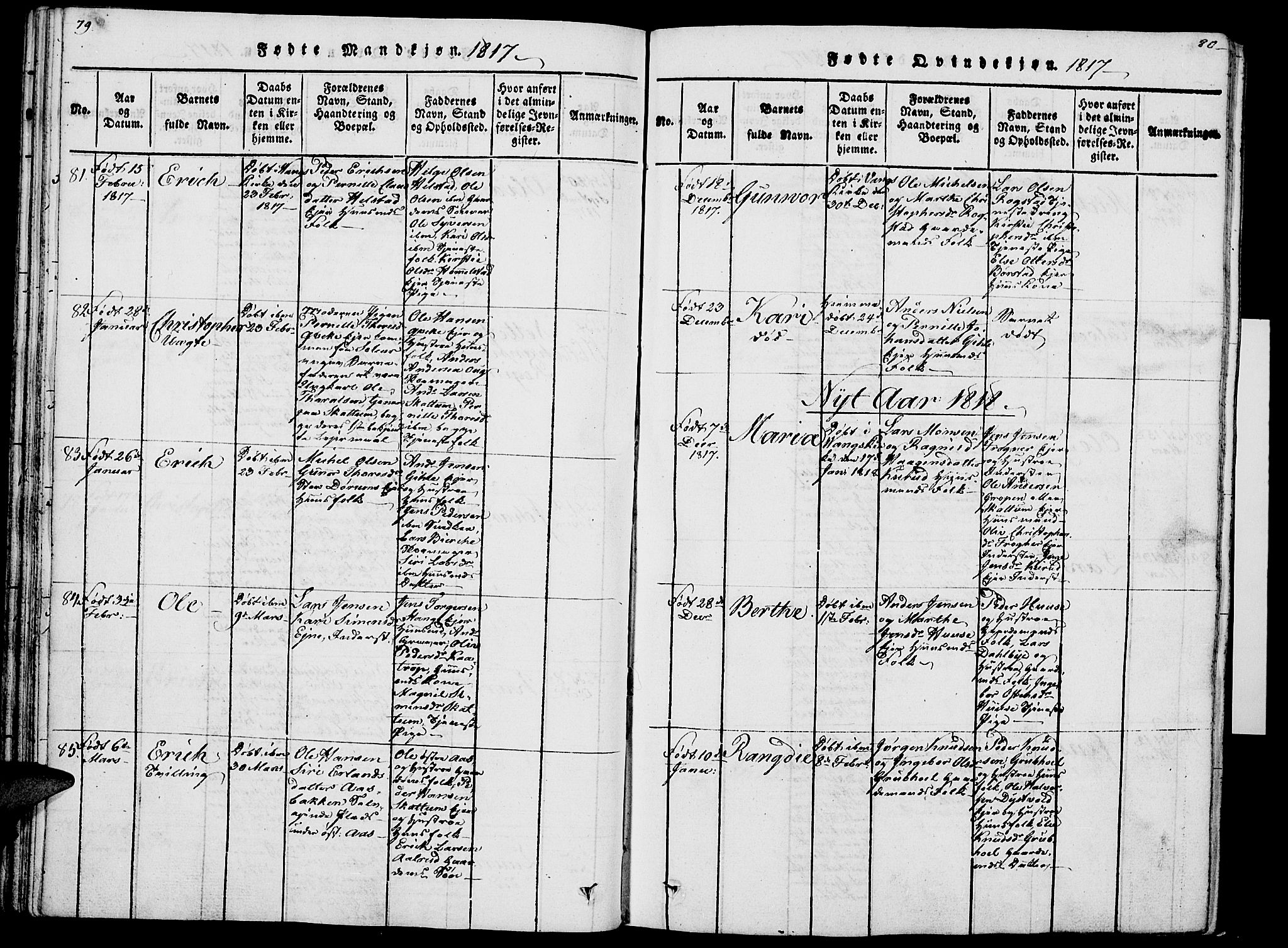Vang prestekontor, Hedmark, SAH/PREST-008/H/Ha/Haa/L0007: Parish register (official) no. 7, 1813-1826, p. 79-80