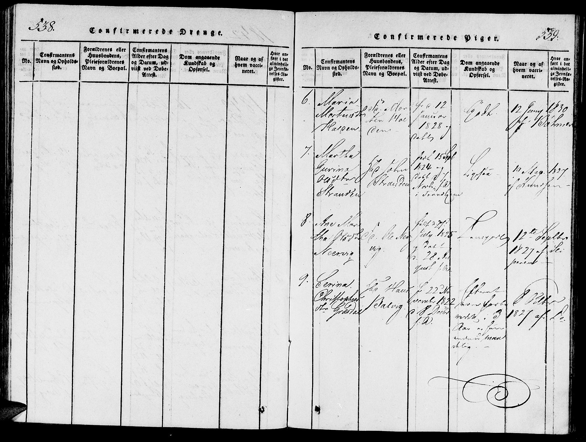 Ministerialprotokoller, klokkerbøker og fødselsregistre - Nord-Trøndelag, SAT/A-1458/733/L0322: Parish register (official) no. 733A01, 1817-1842, p. 538-539