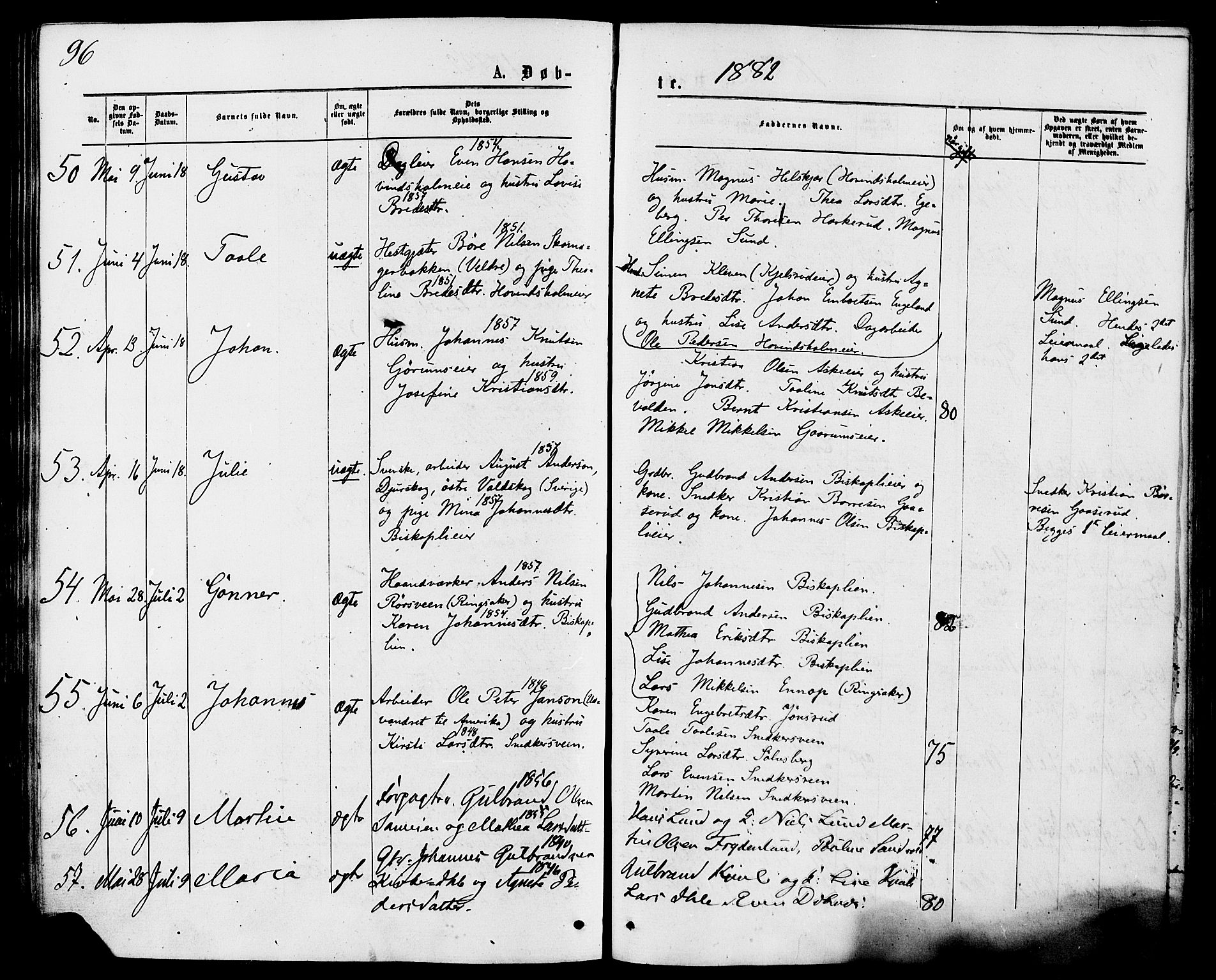 Nes prestekontor, Hedmark, AV/SAH-PREST-020/K/Ka/L0005: Parish register (official) no. 5, 1872-1886, p. 96