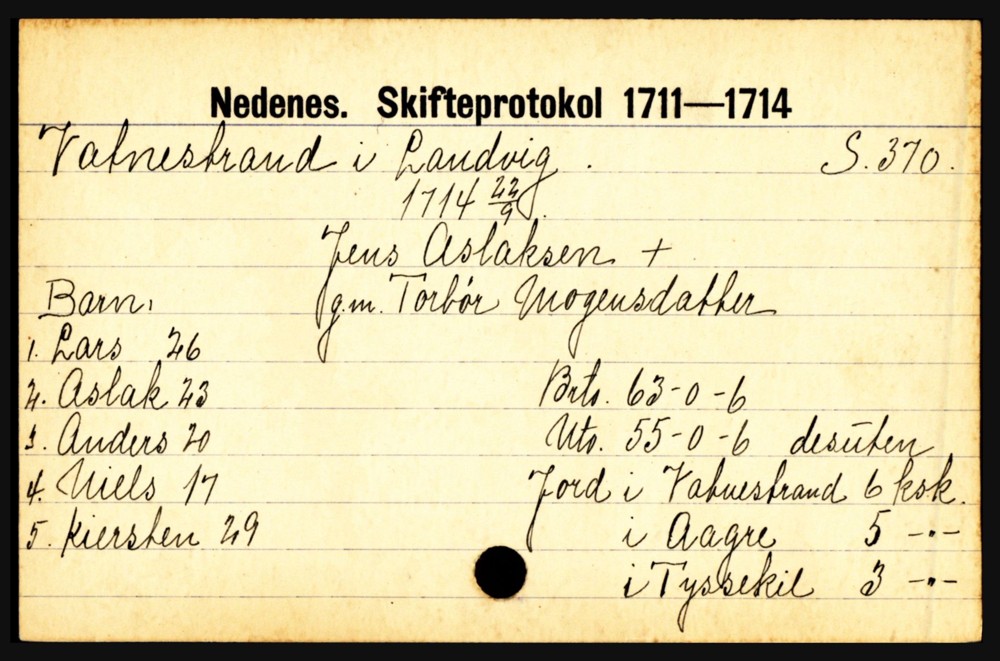 Nedenes sorenskriveri før 1824, AV/SAK-1221-0007/H, p. 32735