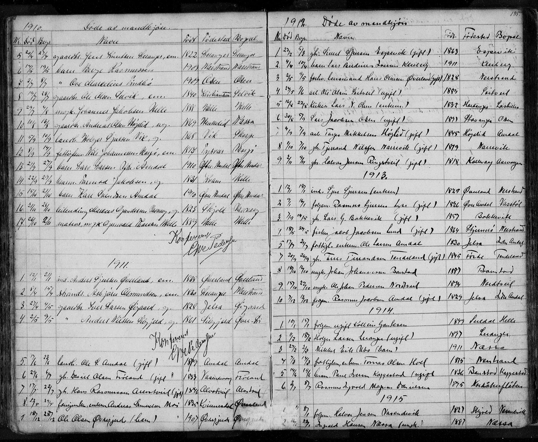 Nedstrand sokneprestkontor, SAST/A-101841/01/V: Parish register (copy) no. B 3, 1848-1933, p. 185