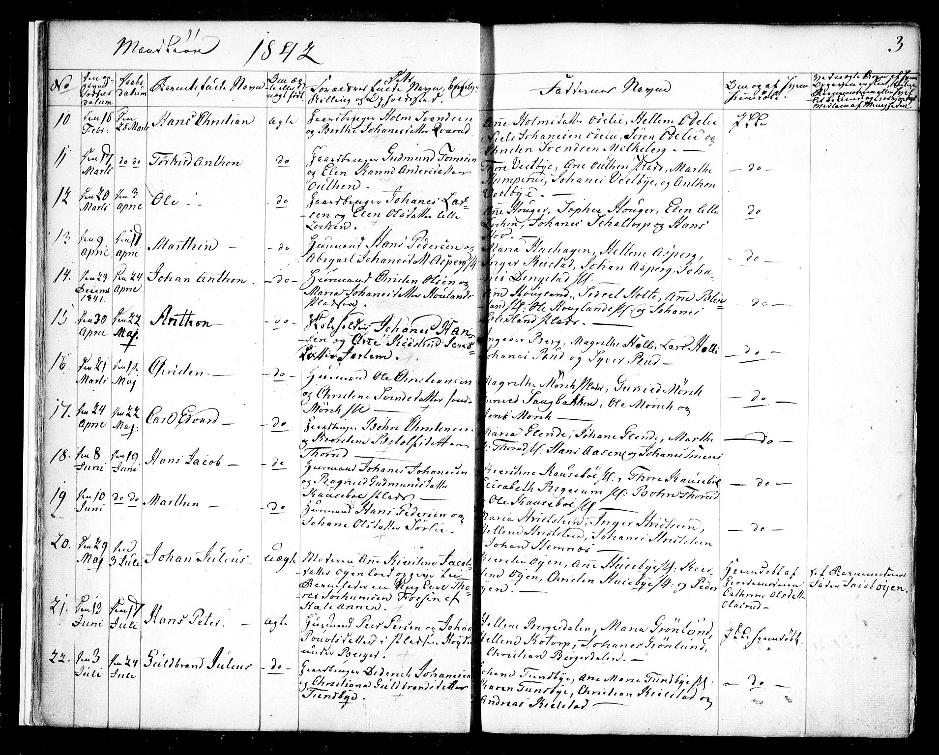 Spydeberg prestekontor Kirkebøker, SAO/A-10924/F/Fa/L0005: Parish register (official) no. I 5, 1842-1862, p. 3