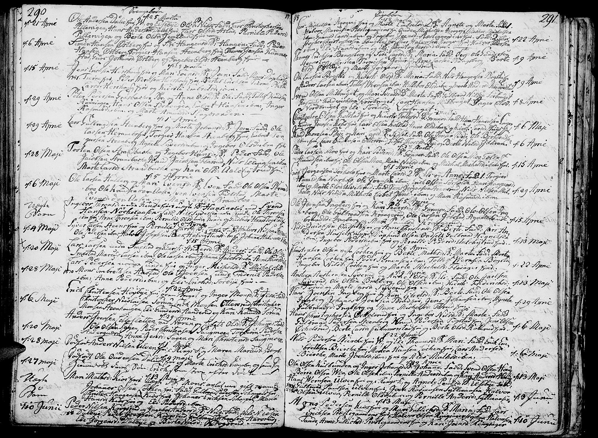 Ringsaker prestekontor, AV/SAH-PREST-014/K/Ka/L0003: Parish register (official) no. 3, 1775-1798, p. 290-291