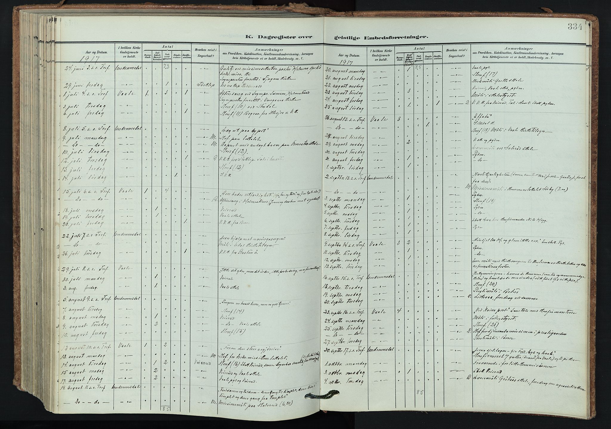 Våle kirkebøker, AV/SAKO-A-334/F/Fa/L0012: Parish register (official) no. I 12, 1907-1934, p. 334