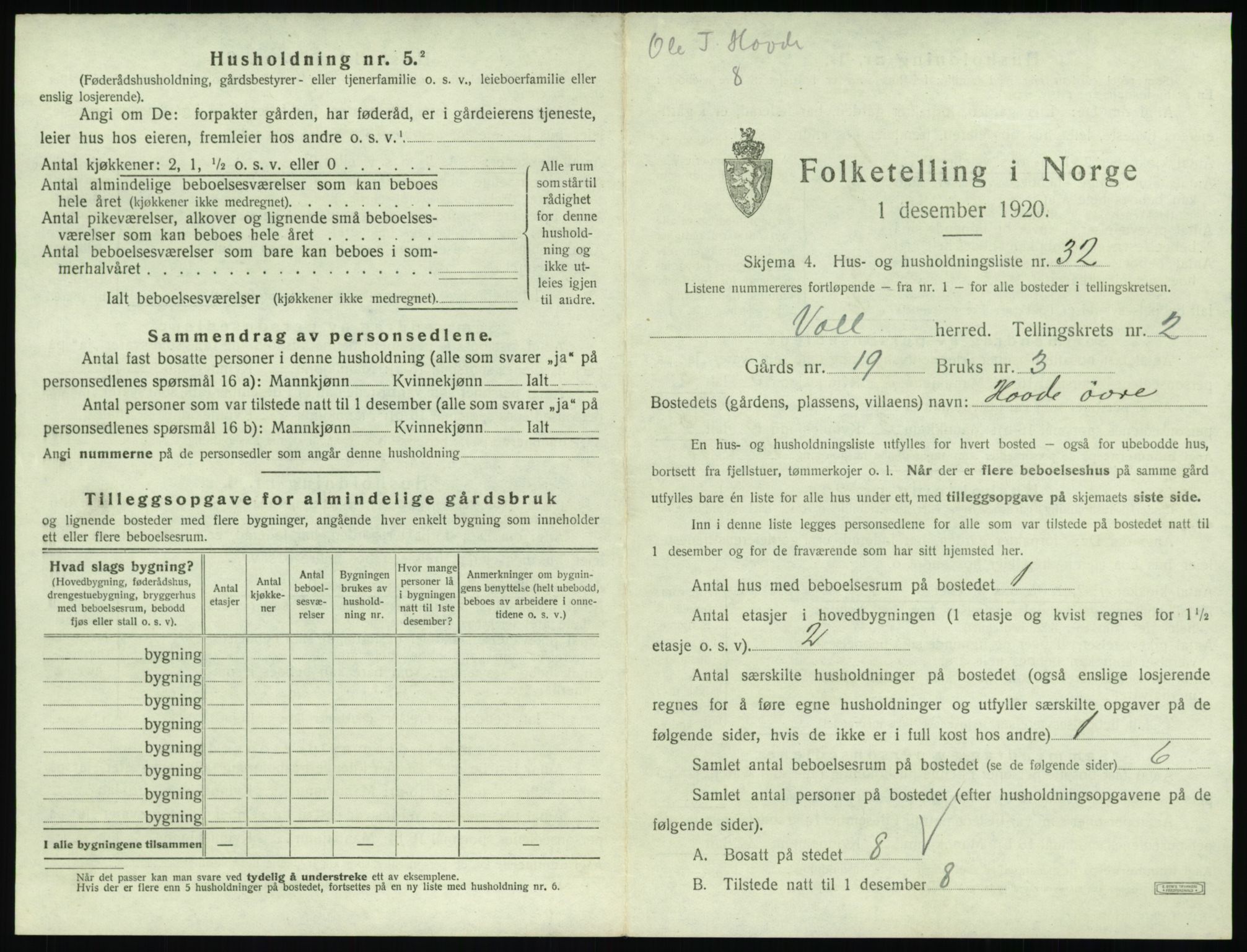 SAT, 1920 census for Voll, 1920, p. 163