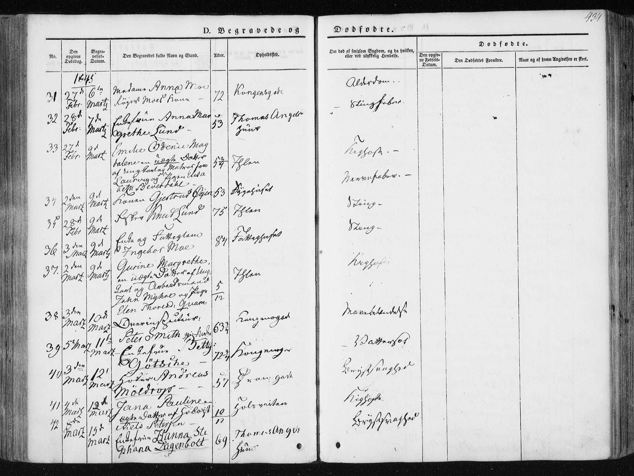 Ministerialprotokoller, klokkerbøker og fødselsregistre - Sør-Trøndelag, SAT/A-1456/601/L0049: Parish register (official) no. 601A17, 1839-1847, p. 434