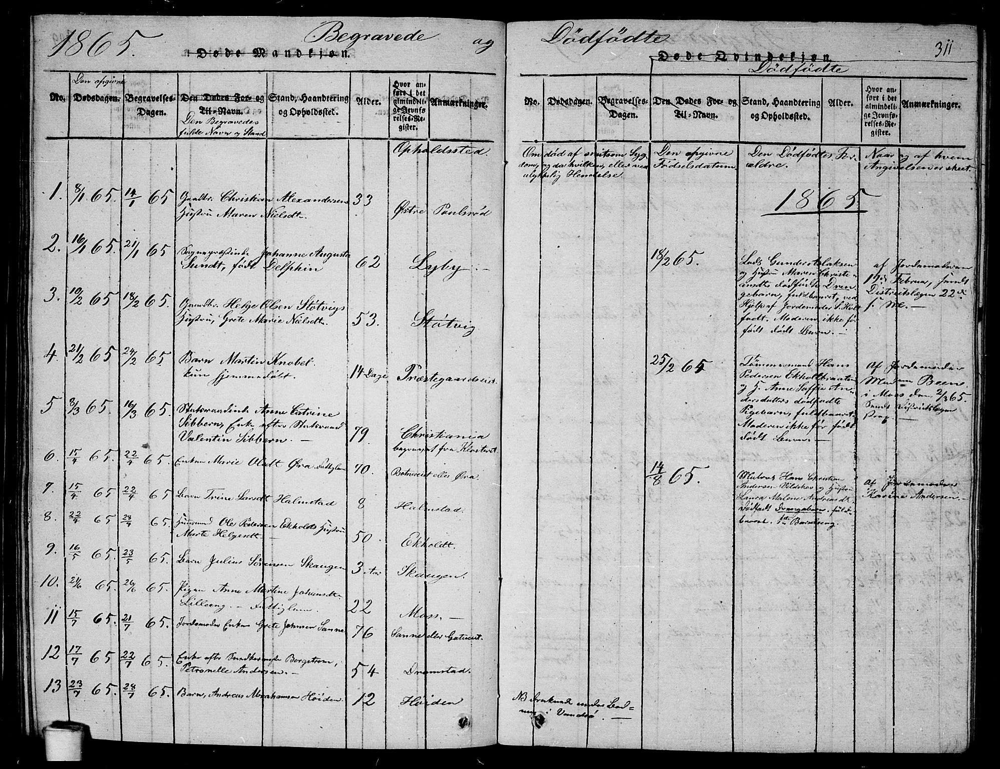 Rygge prestekontor Kirkebøker, SAO/A-10084b/G/Ga/L0001: Parish register (copy) no. 1, 1814-1871, p. 310-311