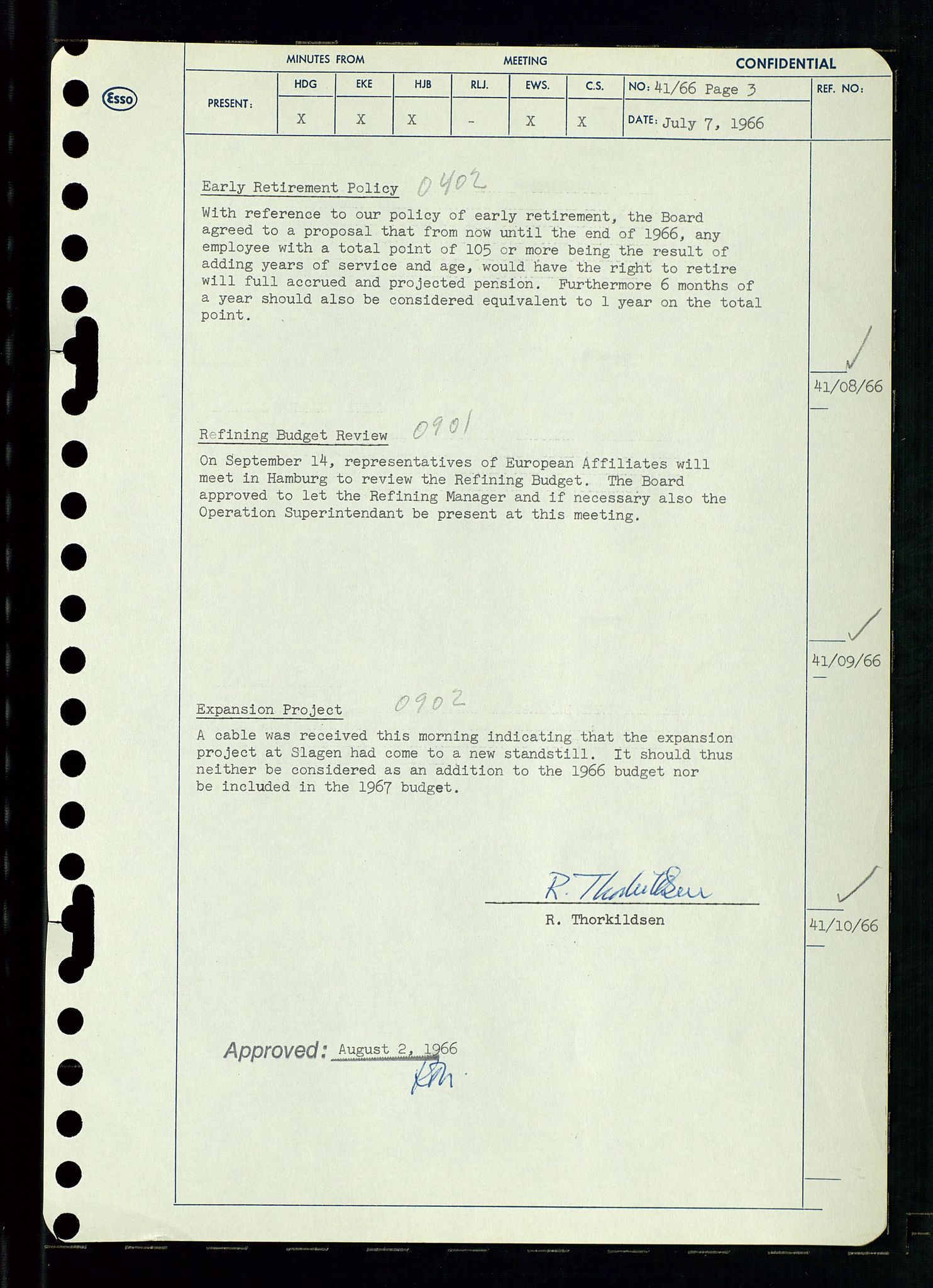 Pa 0982 - Esso Norge A/S, AV/SAST-A-100448/A/Aa/L0002/0002: Den administrerende direksjon Board minutes (styrereferater) / Den administrerende direksjon Board minutes (styrereferater), 1966, p. 88