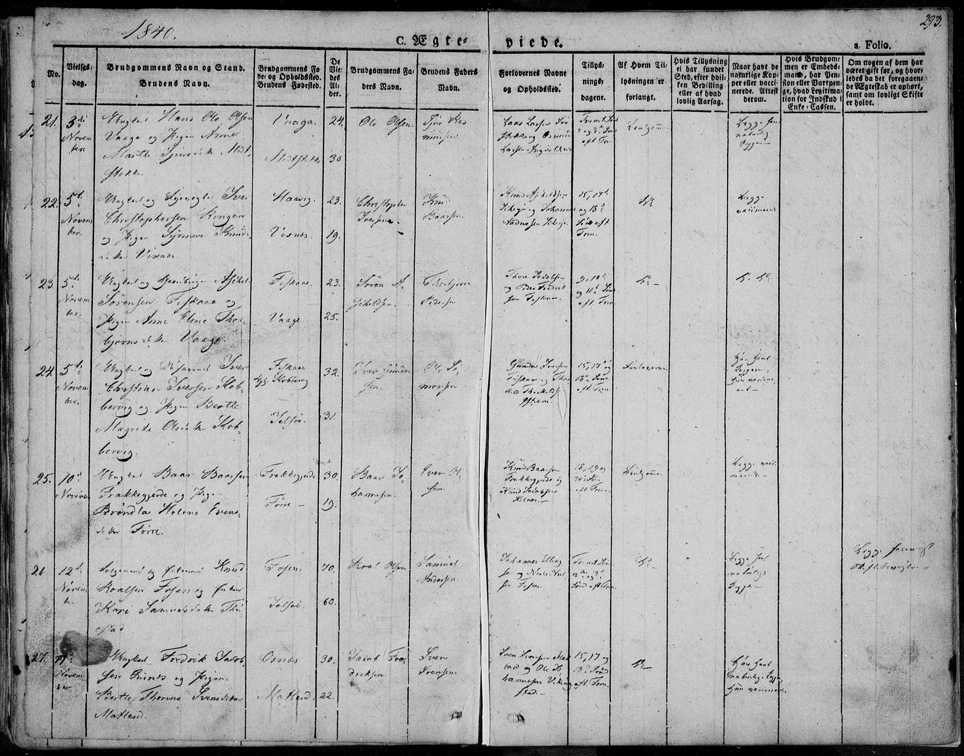 Avaldsnes sokneprestkontor, SAST/A -101851/H/Ha/Haa/L0005: Parish register (official) no. A 5.1, 1825-1841, p. 293