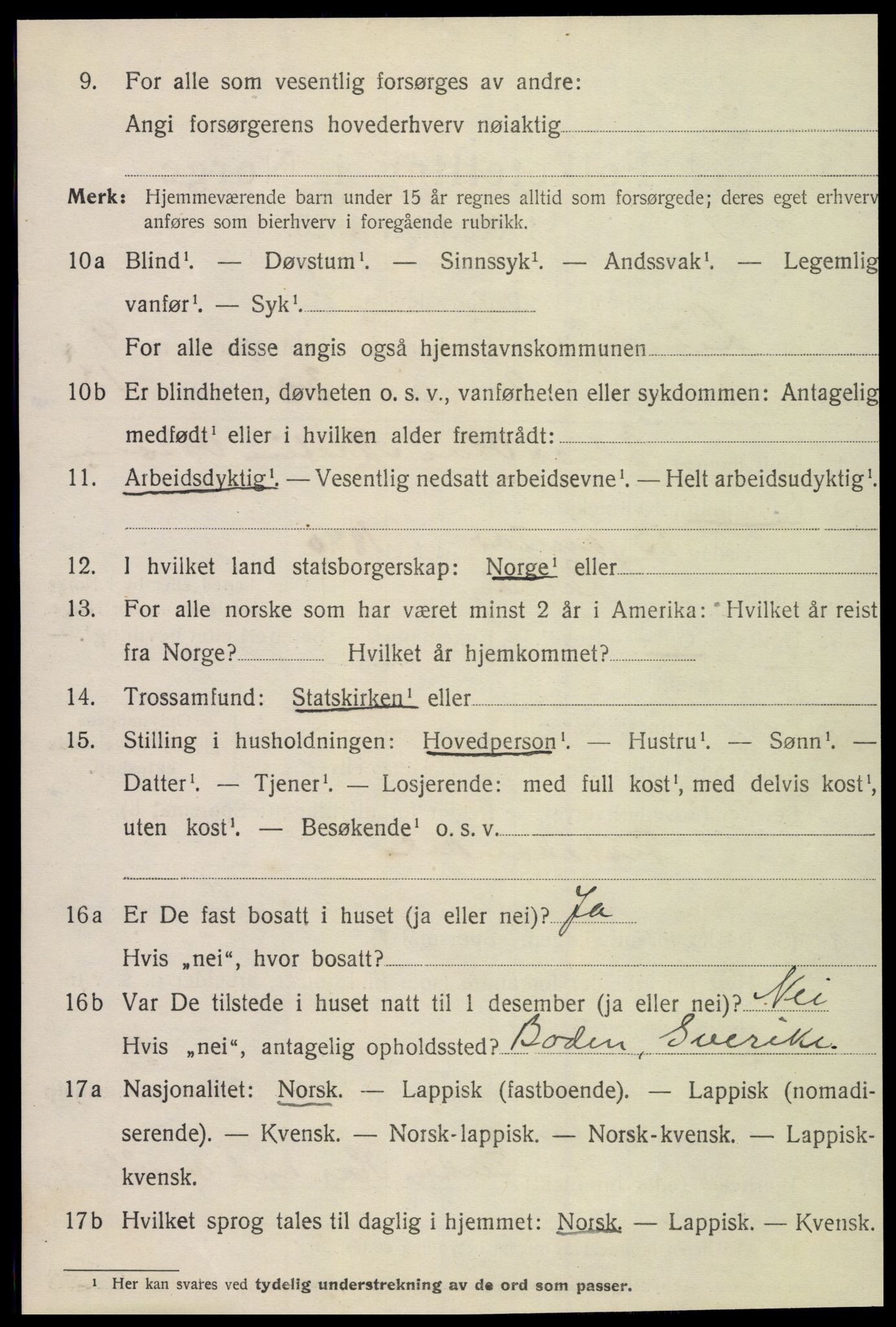 SAT, 1920 census for Lurøy, 1920, p. 4030