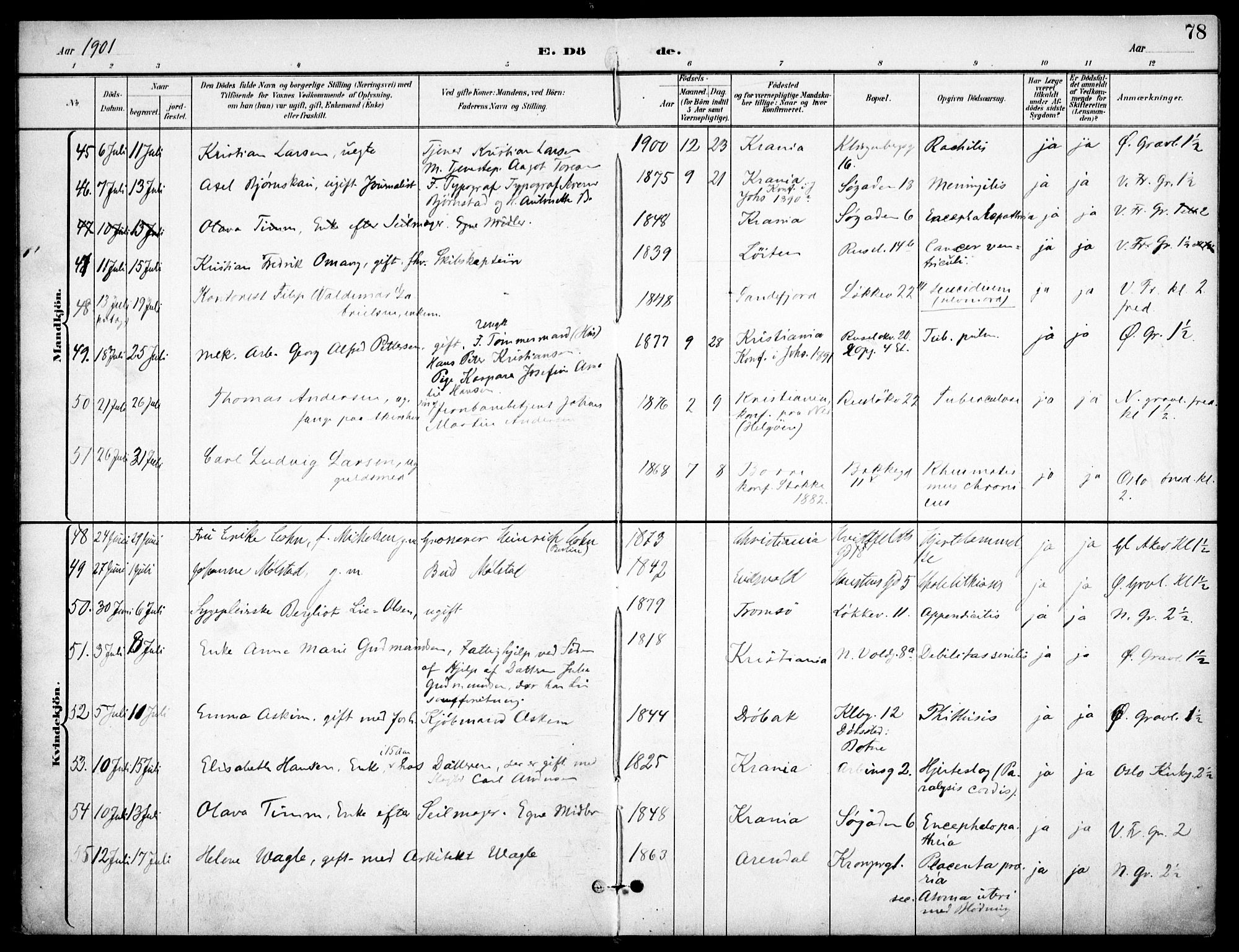 Johannes prestekontor Kirkebøker, AV/SAO-A-10852/F/Fa/L0008: Parish register (official) no. 8, 1897-1917, p. 78