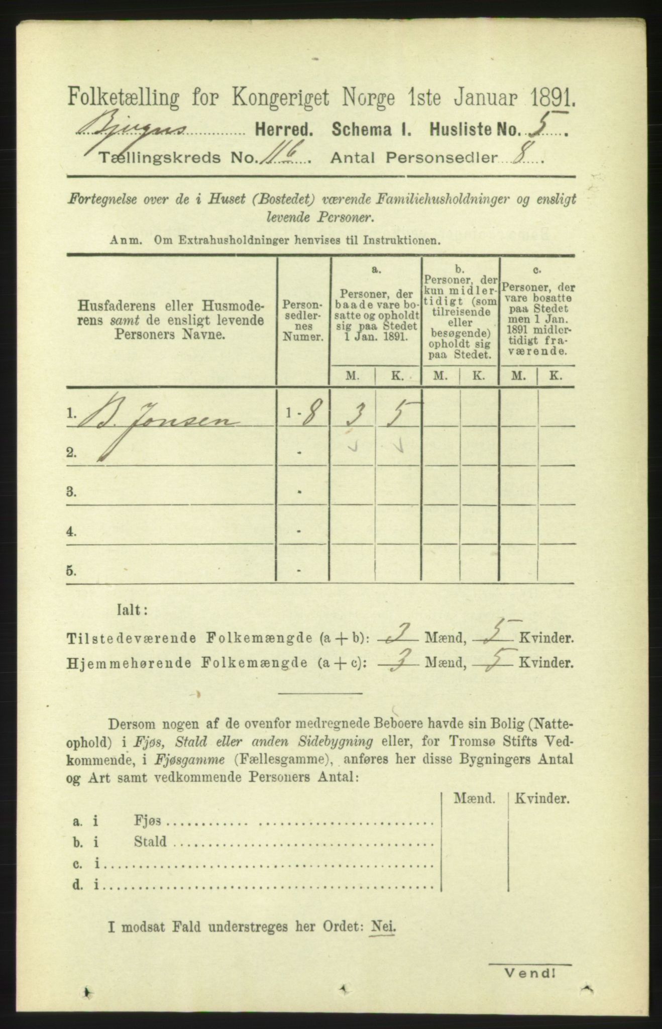 RA, 1891 census for 1627 Bjugn, 1891, p. 3137