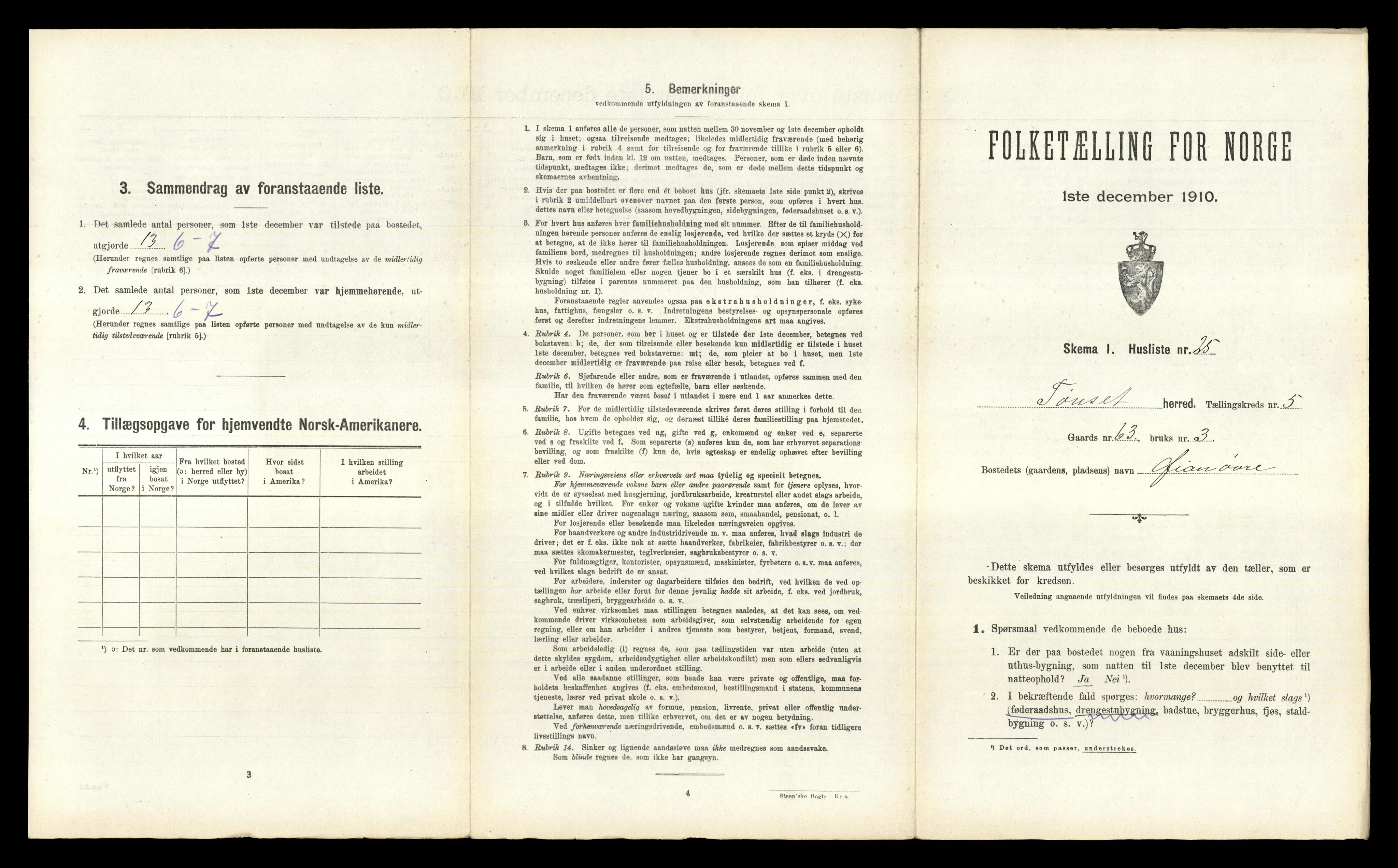 RA, 1910 census for Tynset, 1910, p. 703