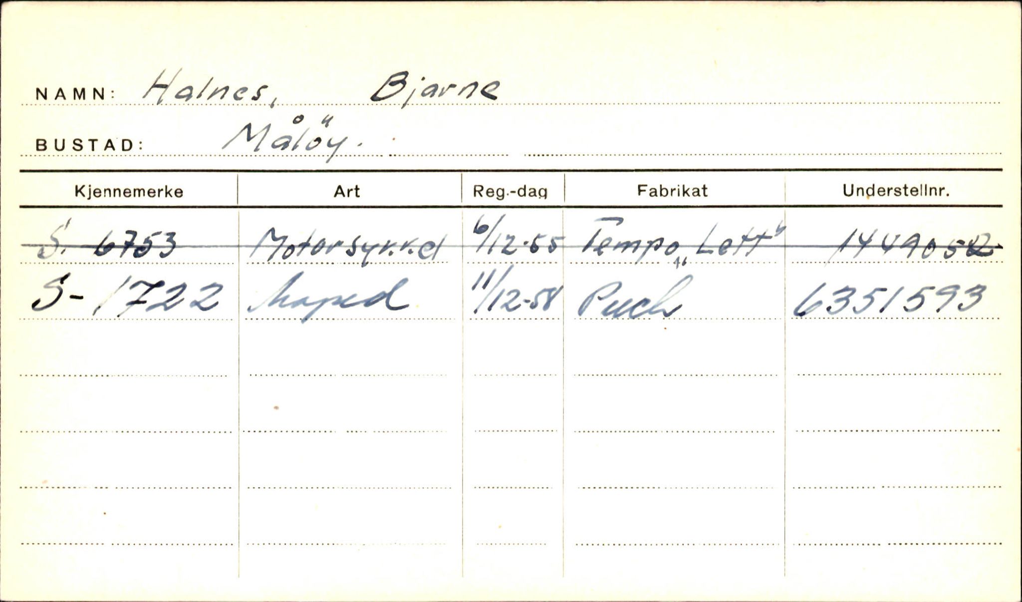 Statens vegvesen, Sogn og Fjordane vegkontor, SAB/A-5301/4/F/L0001A: Eigarregister Fjordane til 1.6.1961, 1930-1961, p. 57