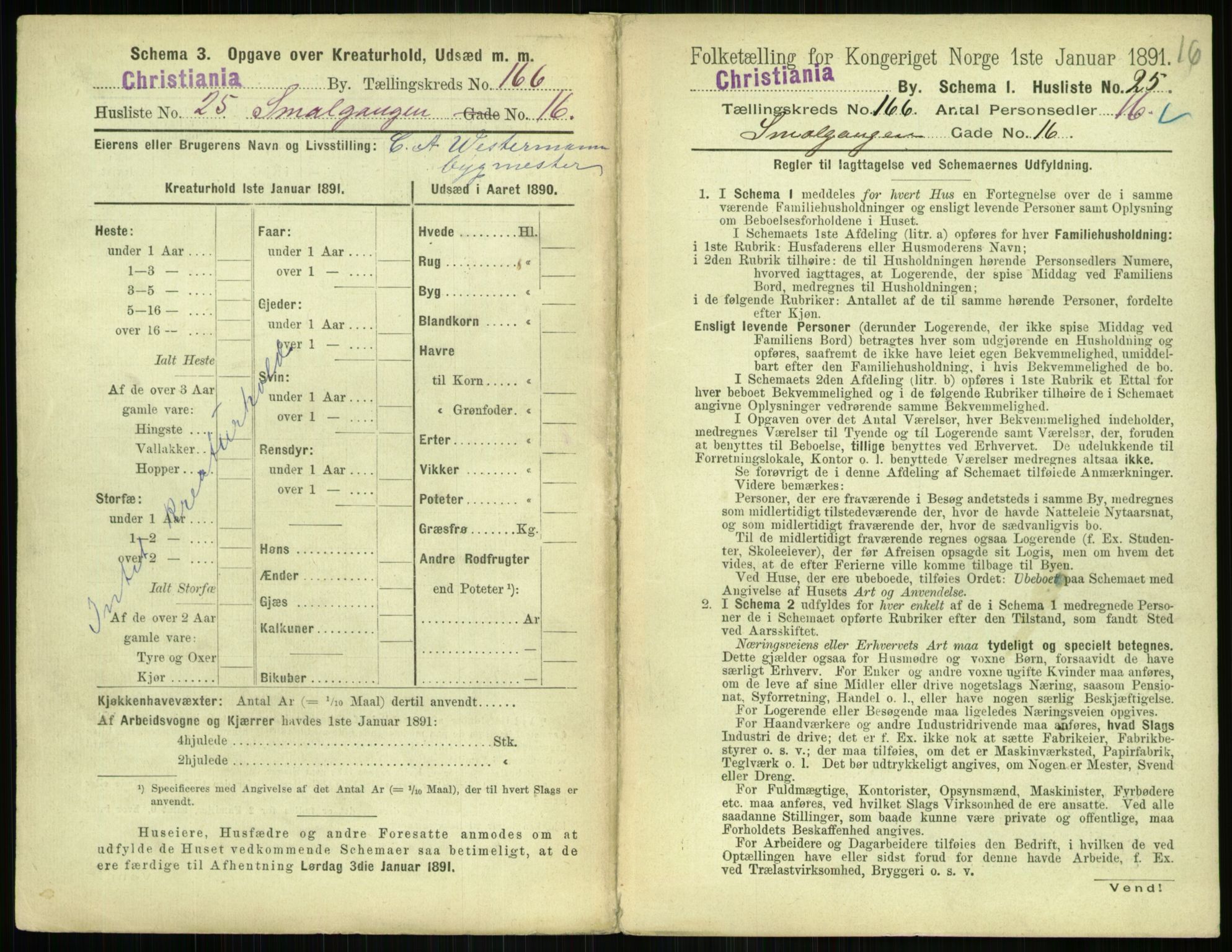 RA, 1891 census for 0301 Kristiania, 1891, p. 96105