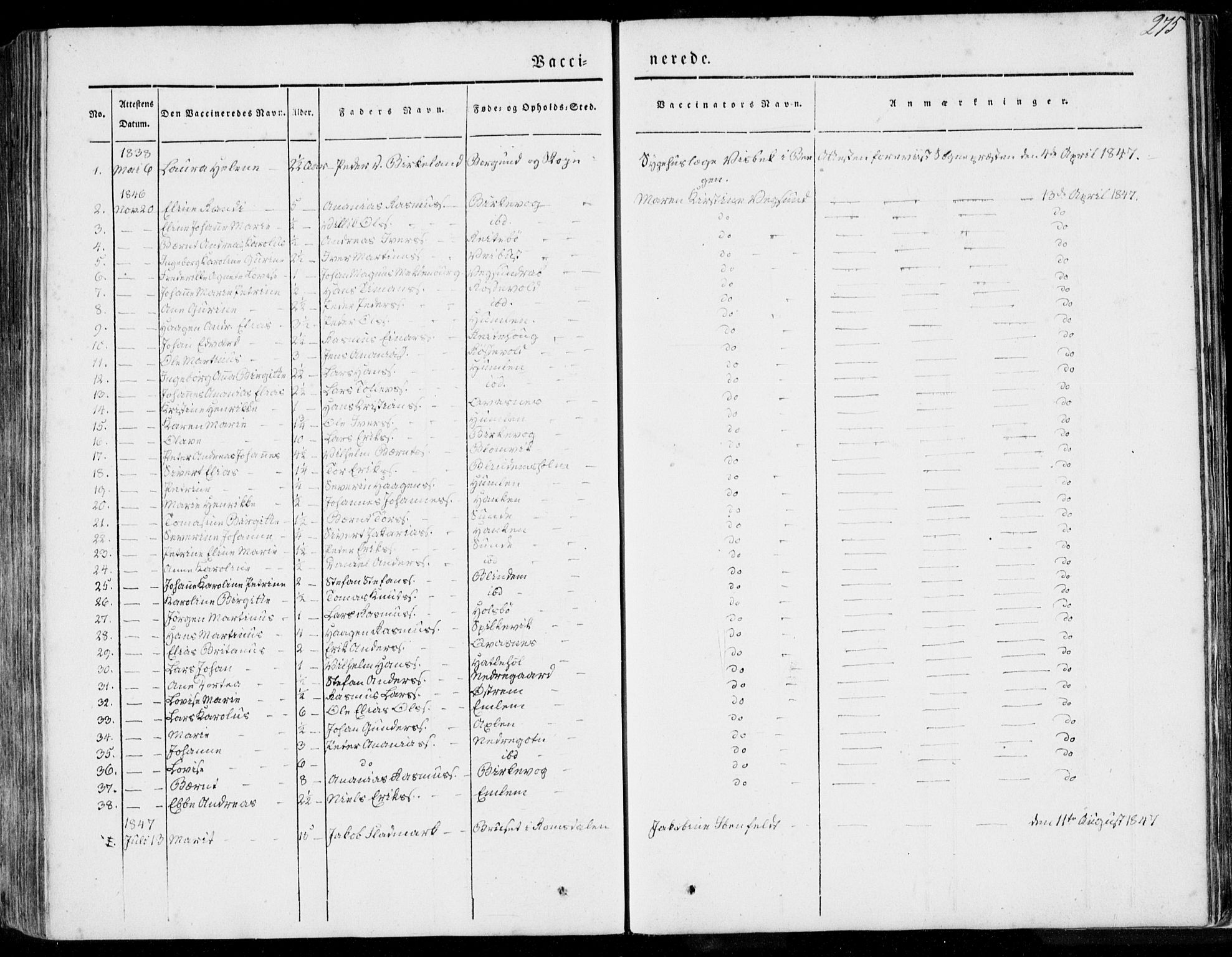 Ministerialprotokoller, klokkerbøker og fødselsregistre - Møre og Romsdal, SAT/A-1454/528/L0396: Parish register (official) no. 528A07, 1839-1847, p. 275