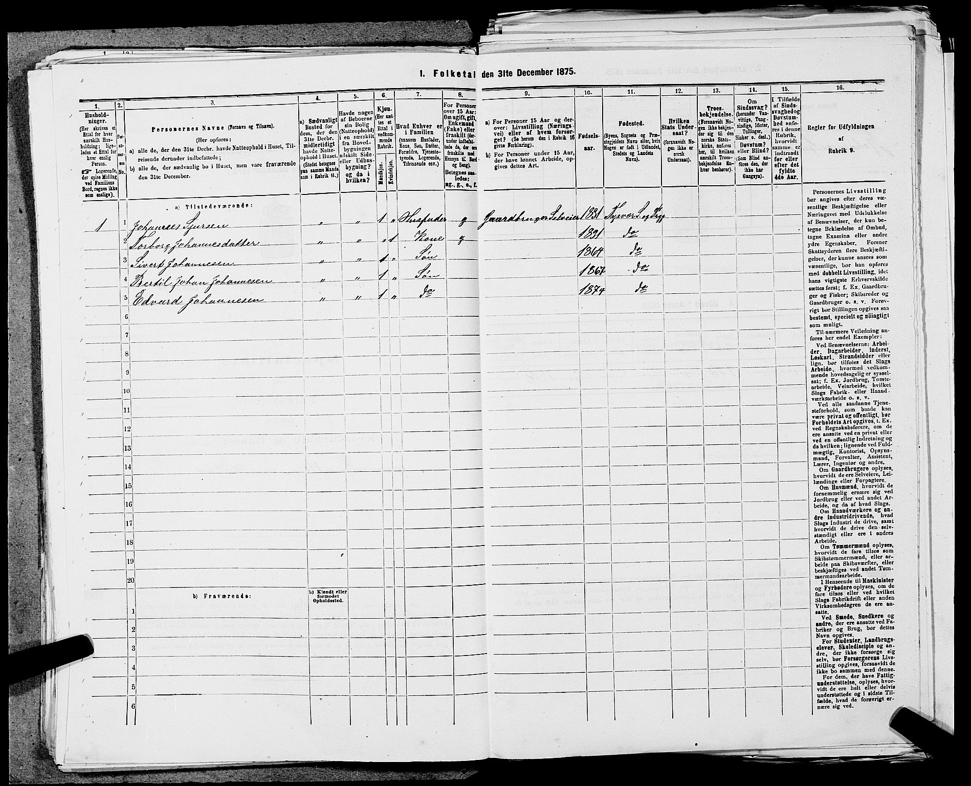 SAST, 1875 census for 1146P Tysvær, 1875, p. 691