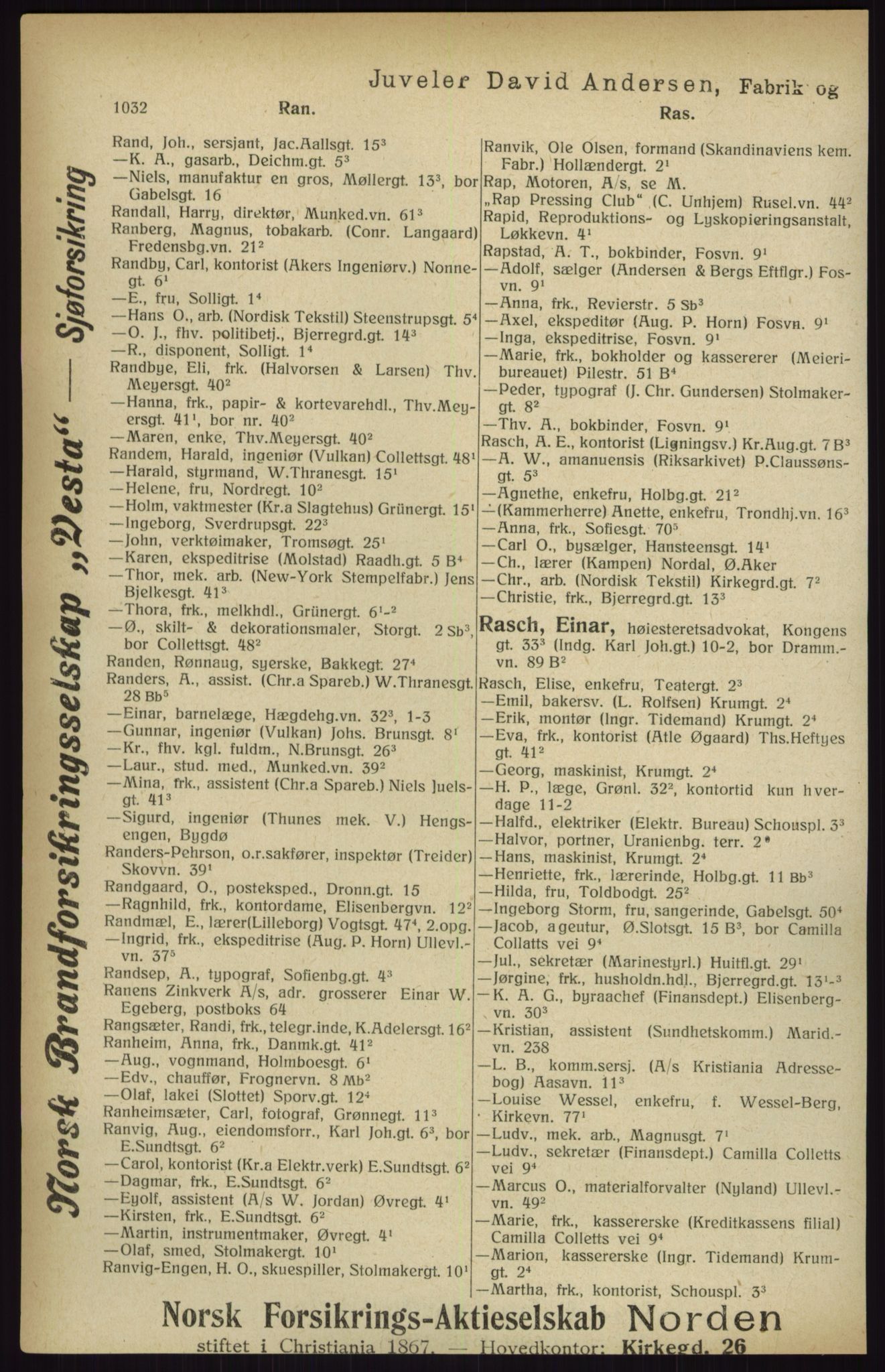 Kristiania/Oslo adressebok, PUBL/-, 1916, p. 1032