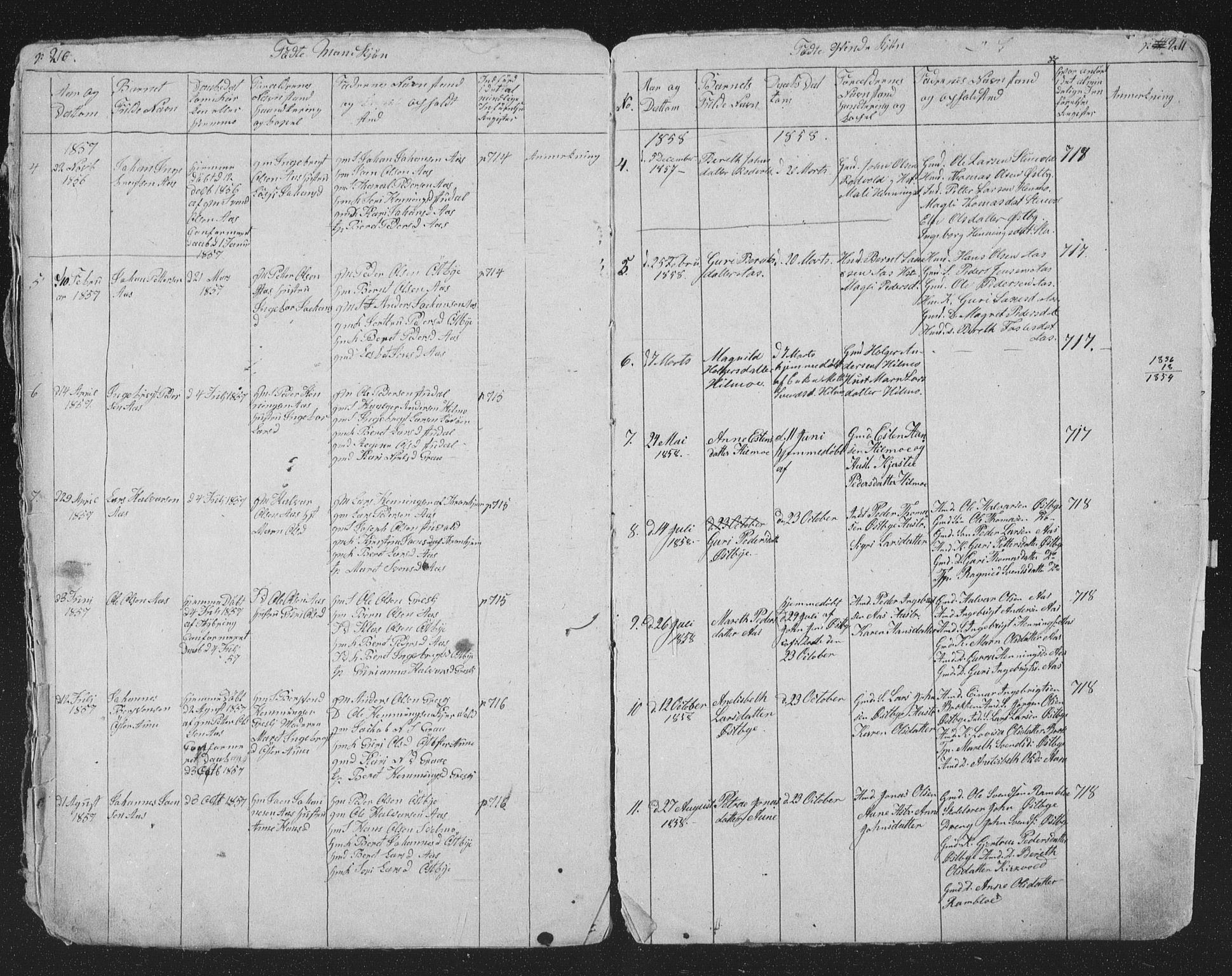 Ministerialprotokoller, klokkerbøker og fødselsregistre - Sør-Trøndelag, SAT/A-1456/698/L1165: Parish register (copy) no. 698C02, 1851-1861, p. 210-211