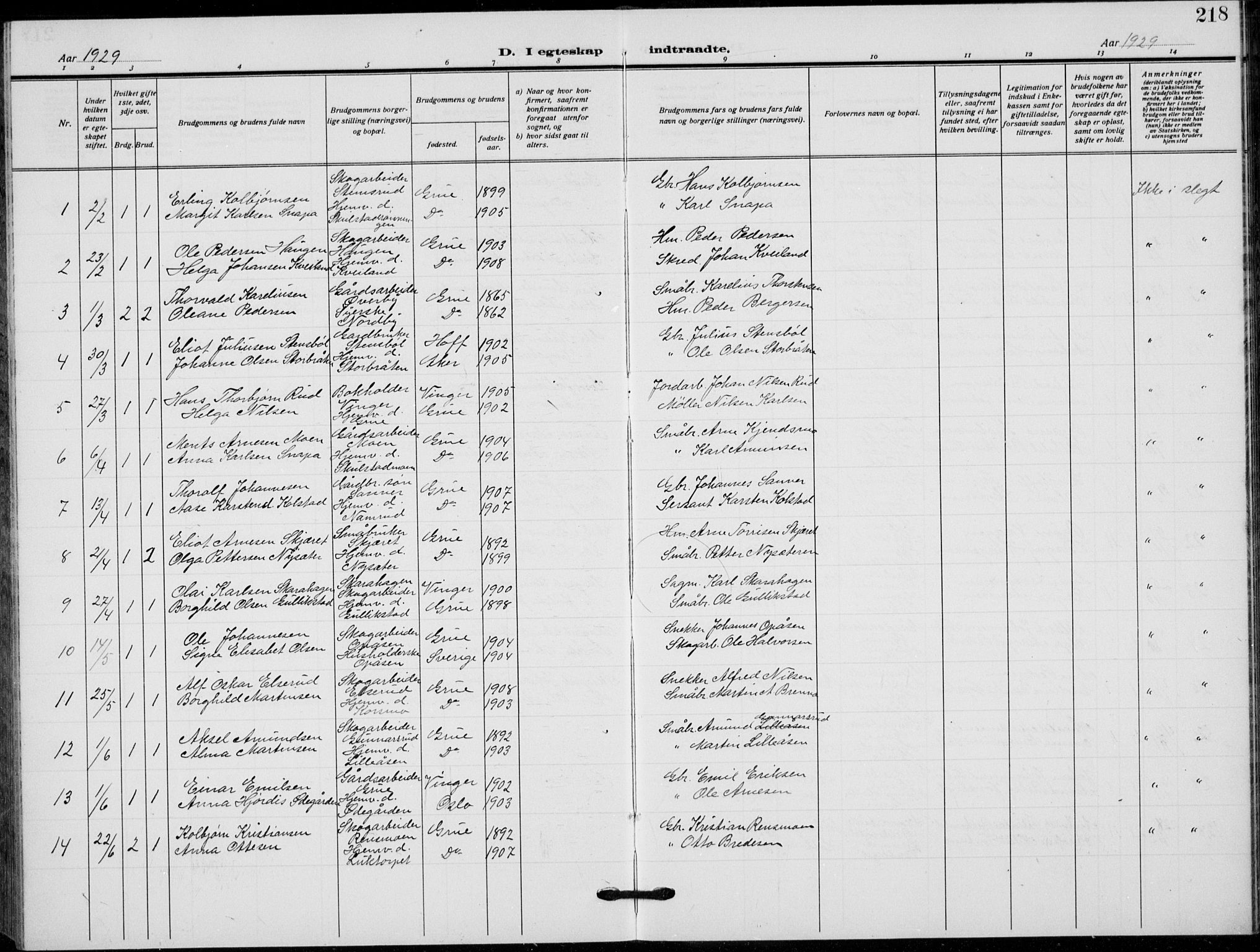 Grue prestekontor, AV/SAH-PREST-036/H/Ha/Hab/L0008: Parish register (copy) no. 8, 1921-1934, p. 218