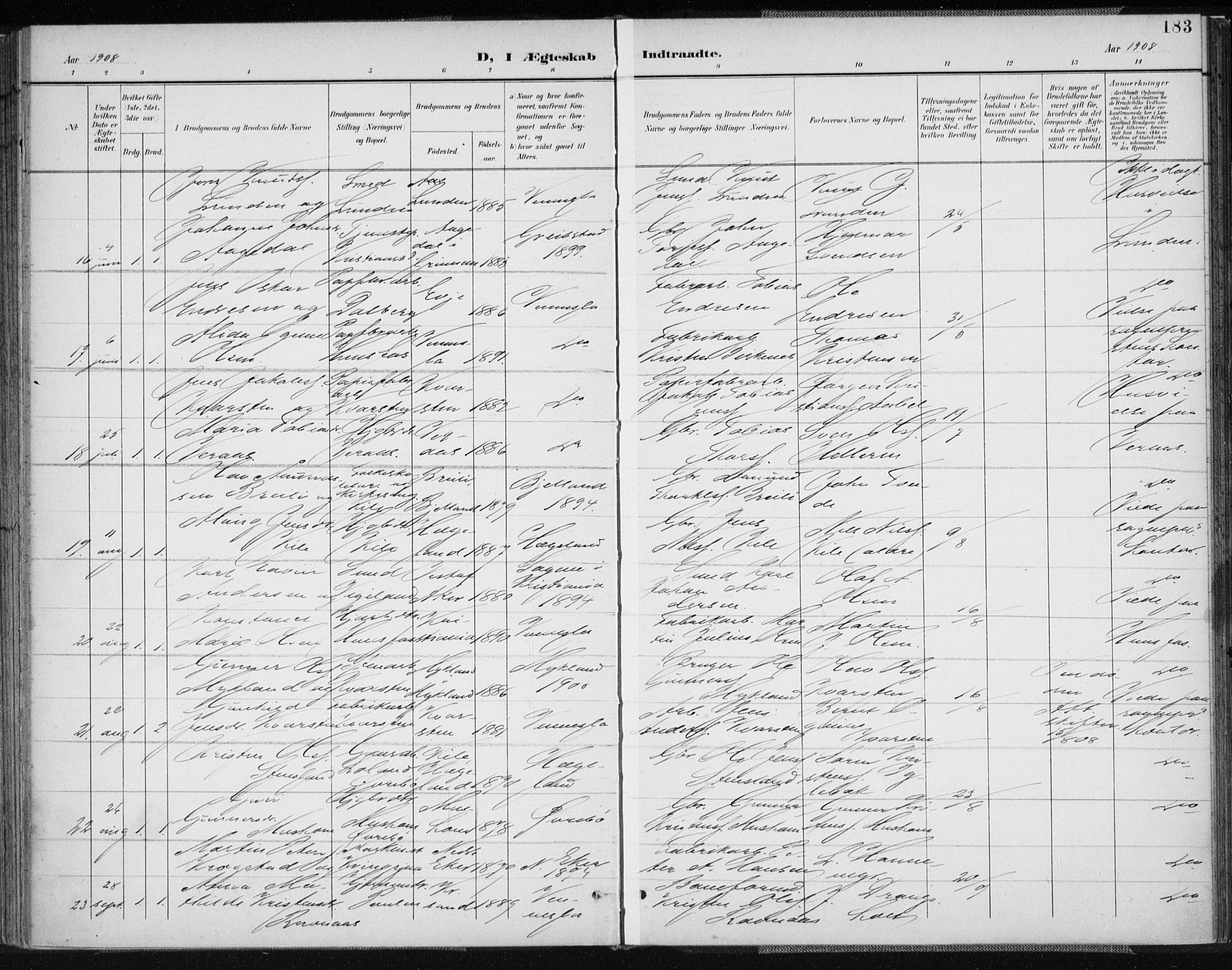 Vennesla sokneprestkontor, AV/SAK-1111-0045/Fa/Fab/L0005: Parish register (official) no. A 5, 1897-1909, p. 183