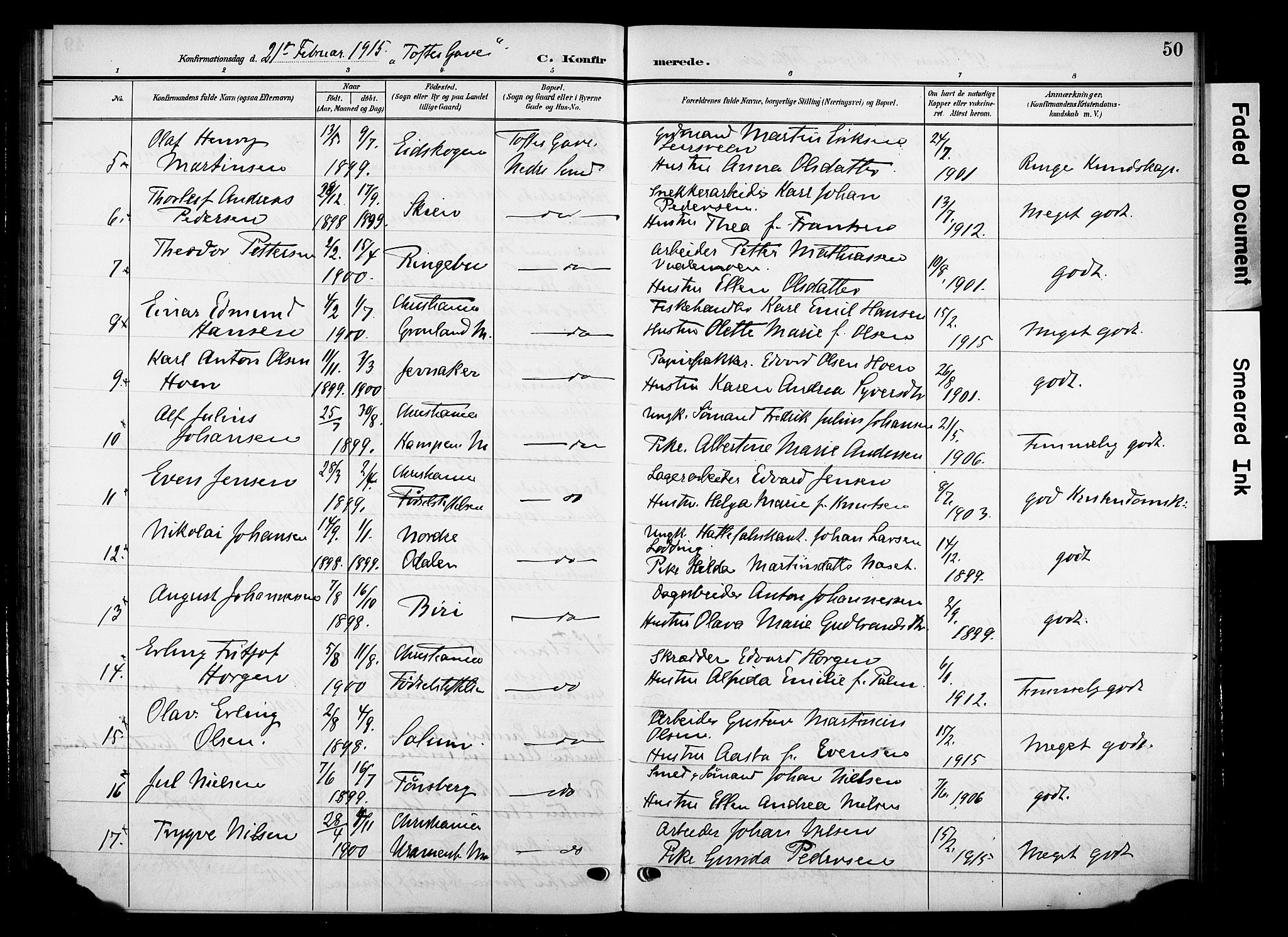 Nes prestekontor, Hedmark, AV/SAH-PREST-020/K/Ka/L0012: Parish register (official) no. 12, 1906-1920, p. 50