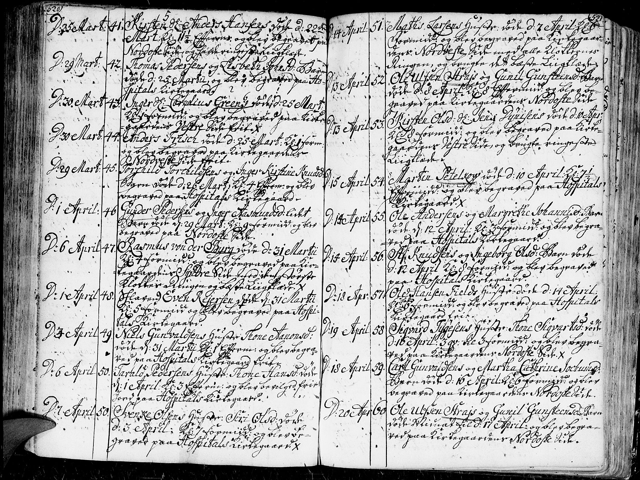 Kristiansand domprosti, AV/SAK-1112-0006/F/Fa/L0001: Parish register (official) no. A 1, 1734-1793, p. 520-521