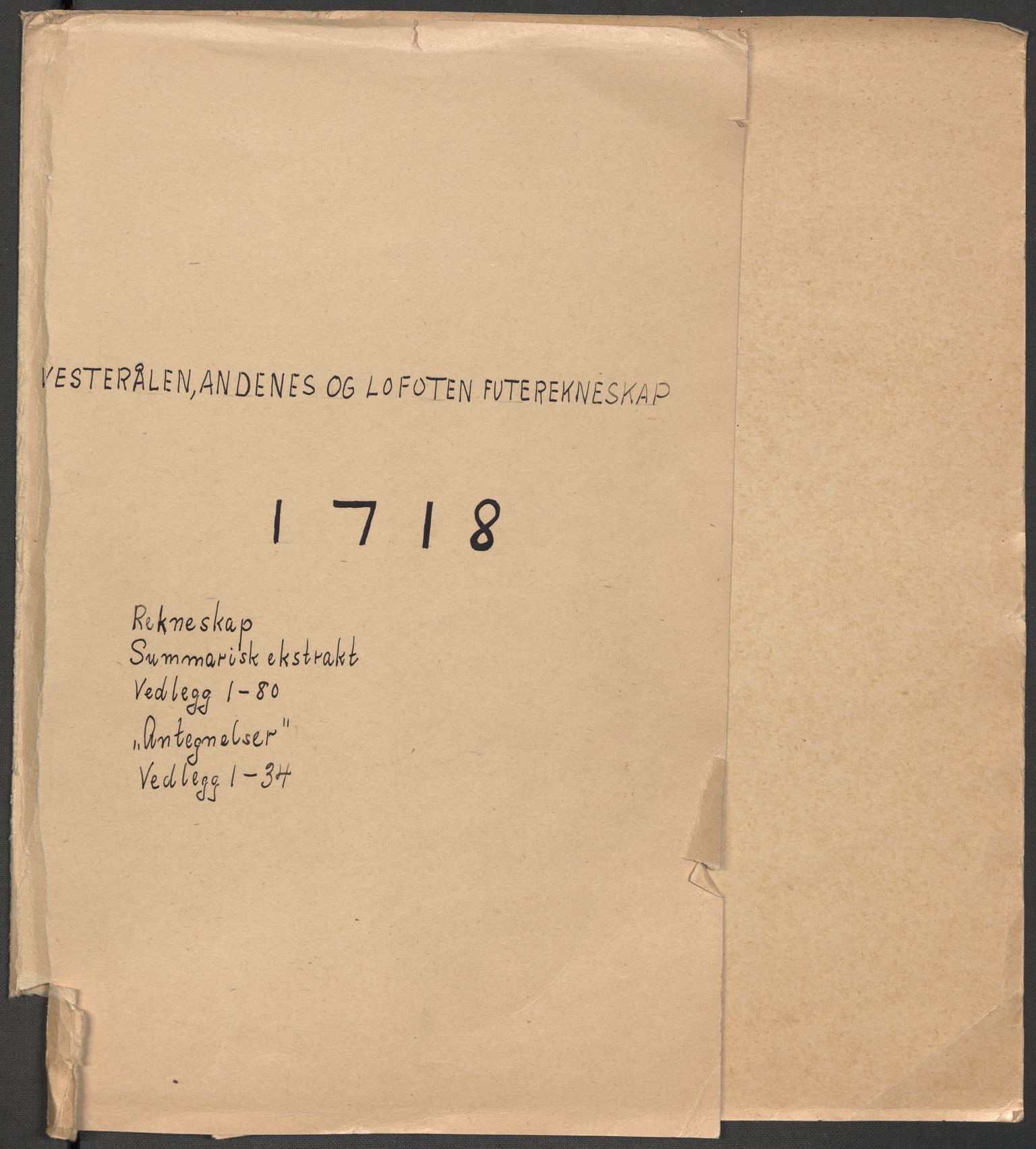 Rentekammeret inntil 1814, Reviderte regnskaper, Fogderegnskap, RA/EA-4092/R67/L4684: Fogderegnskap Vesterålen, Andenes og Lofoten, 1718, p. 2