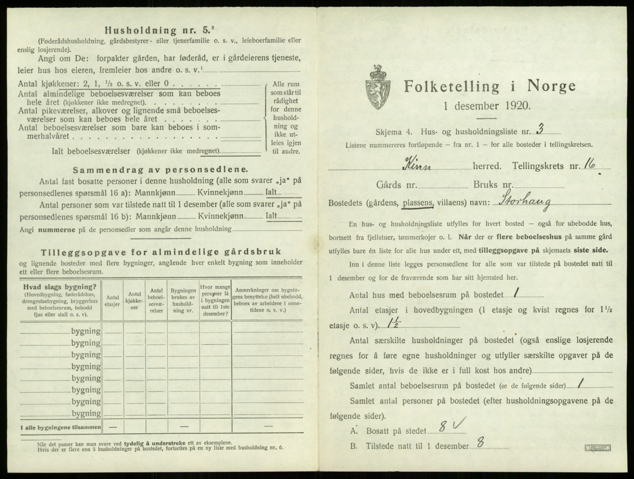 SAB, 1920 census for Kinn, 1920, p. 693