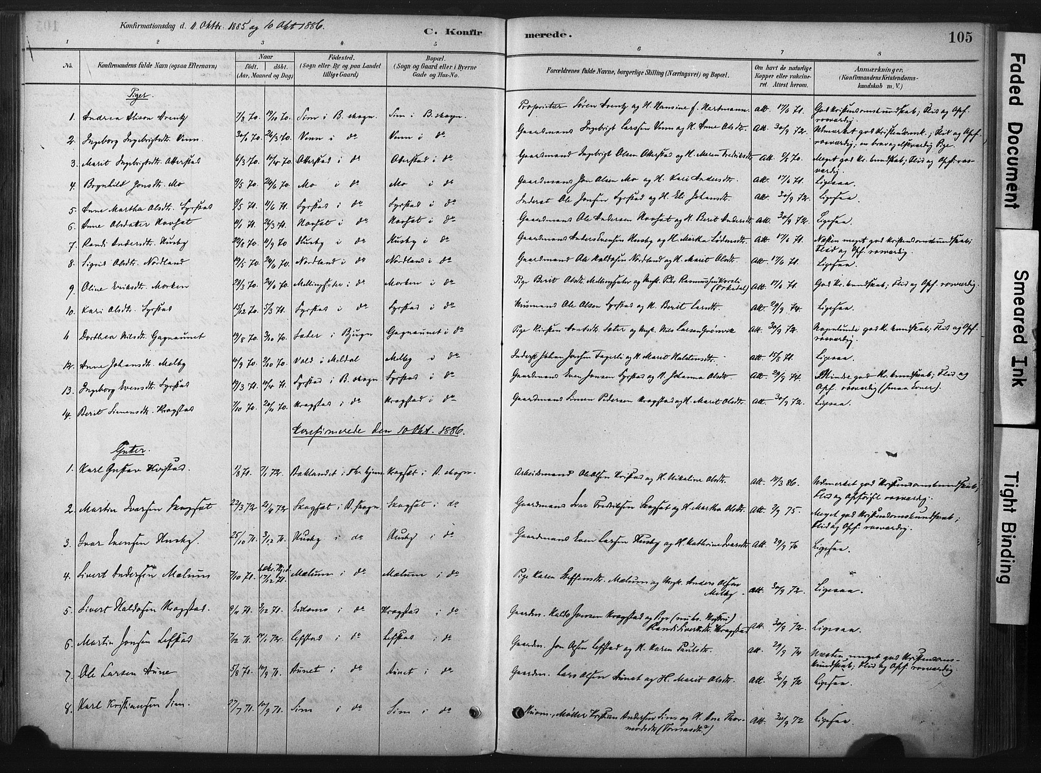 Ministerialprotokoller, klokkerbøker og fødselsregistre - Sør-Trøndelag, SAT/A-1456/667/L0795: Parish register (official) no. 667A03, 1879-1907, p. 105
