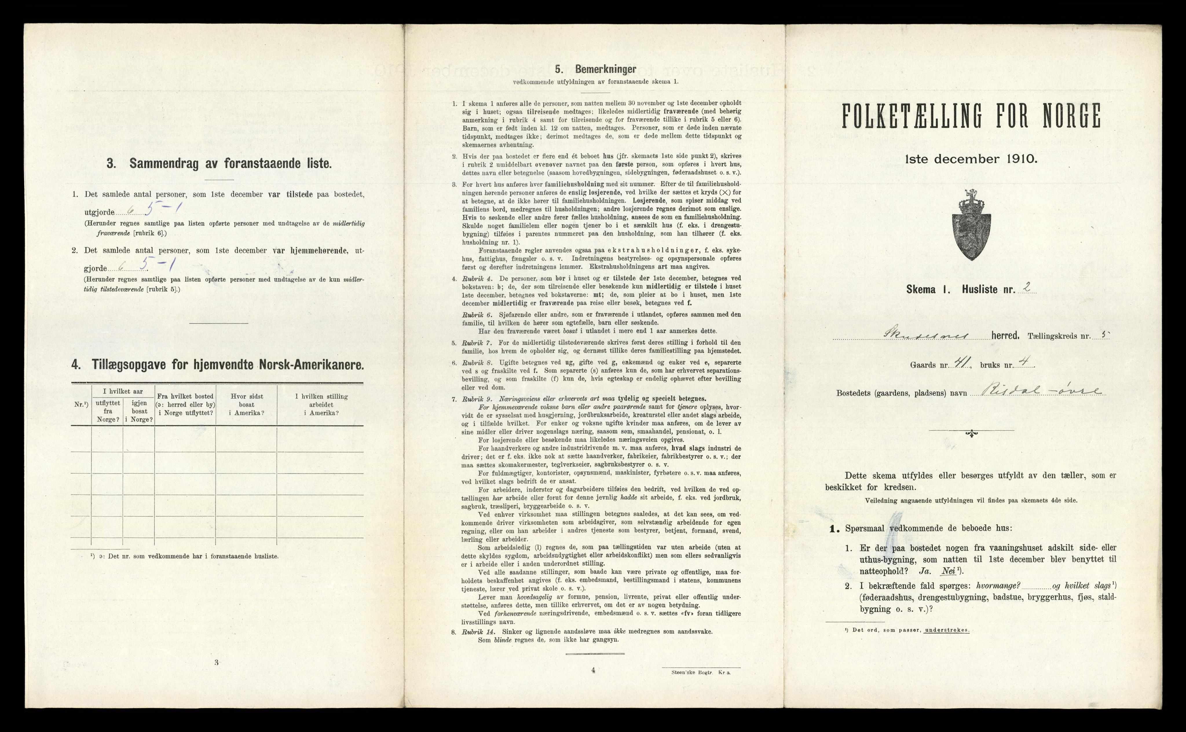 RA, 1910 census for Skudenes, 1910, p. 609