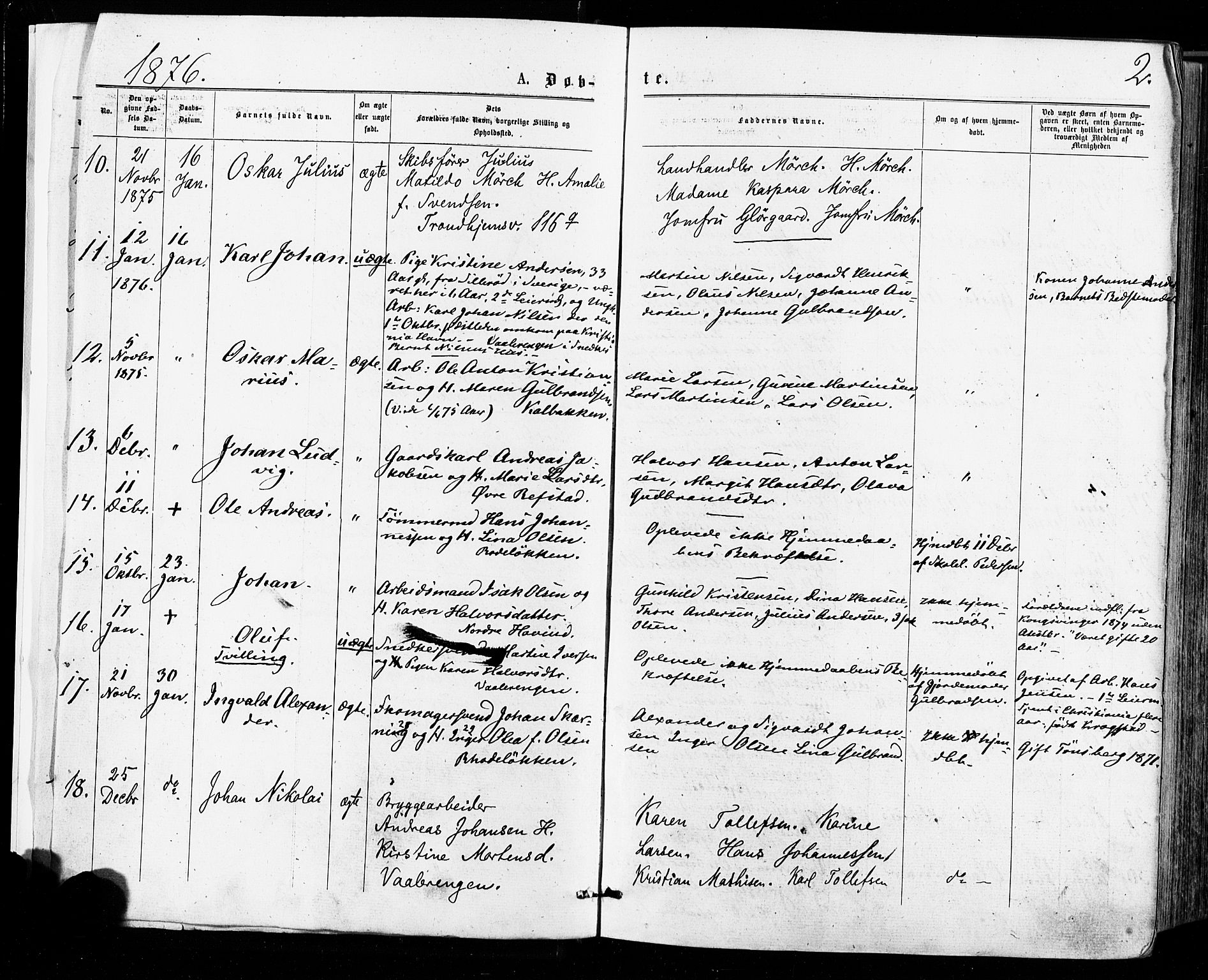 Østre Aker prestekontor Kirkebøker, SAO/A-10840/F/Fa/L0004: Parish register (official) no. I 4, 1876-1889, p. 2