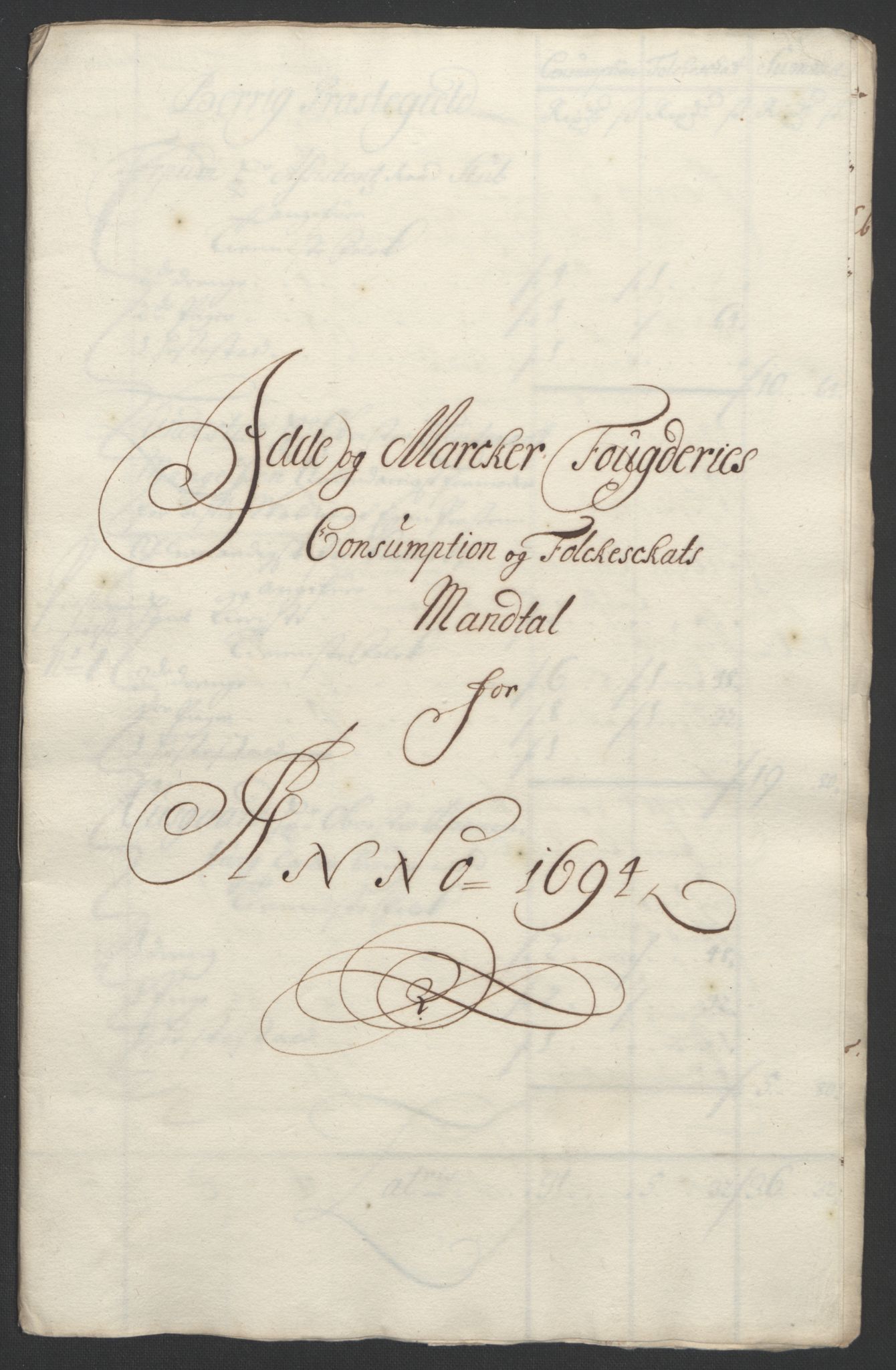 Rentekammeret inntil 1814, Reviderte regnskaper, Fogderegnskap, RA/EA-4092/R01/L0012: Fogderegnskap Idd og Marker, 1694-1695, p. 113