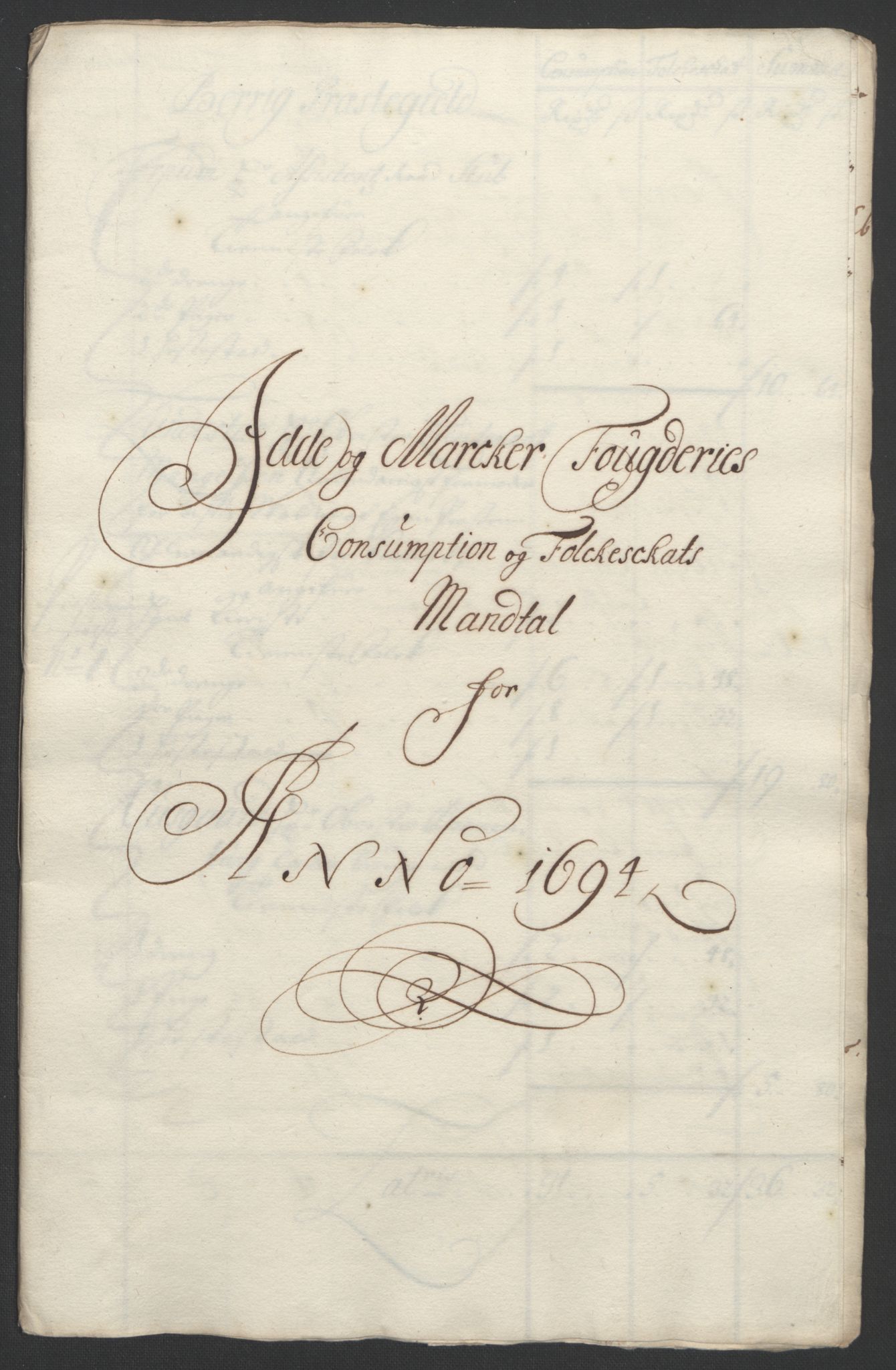 Rentekammeret inntil 1814, Reviderte regnskaper, Fogderegnskap, AV/RA-EA-4092/R01/L0012: Fogderegnskap Idd og Marker, 1694-1695, p. 113