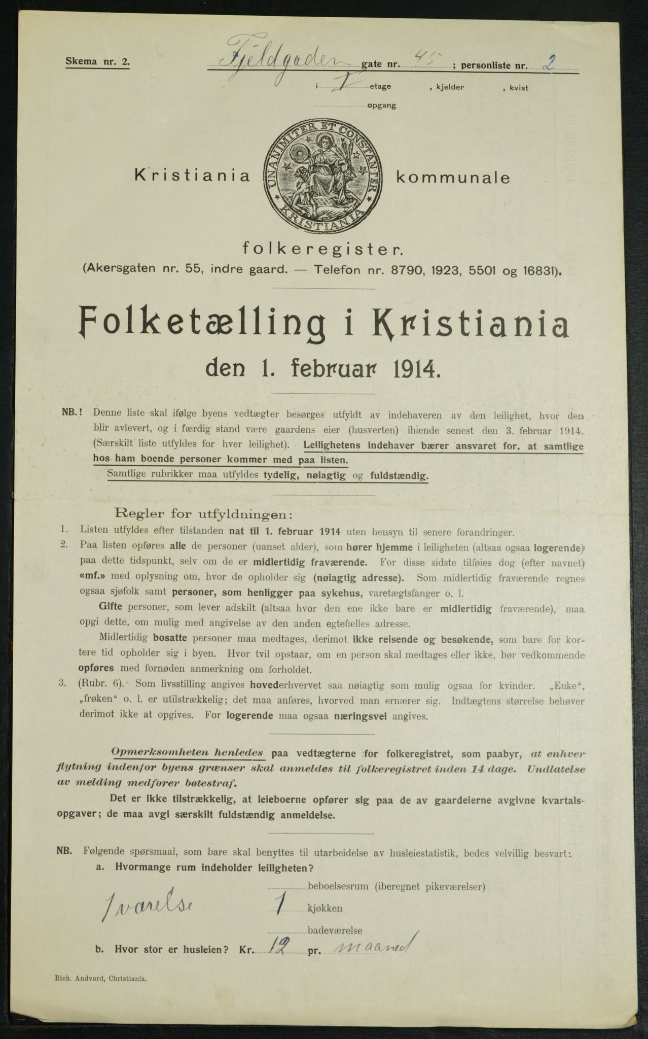 OBA, Municipal Census 1914 for Kristiania, 1914, p. 24749