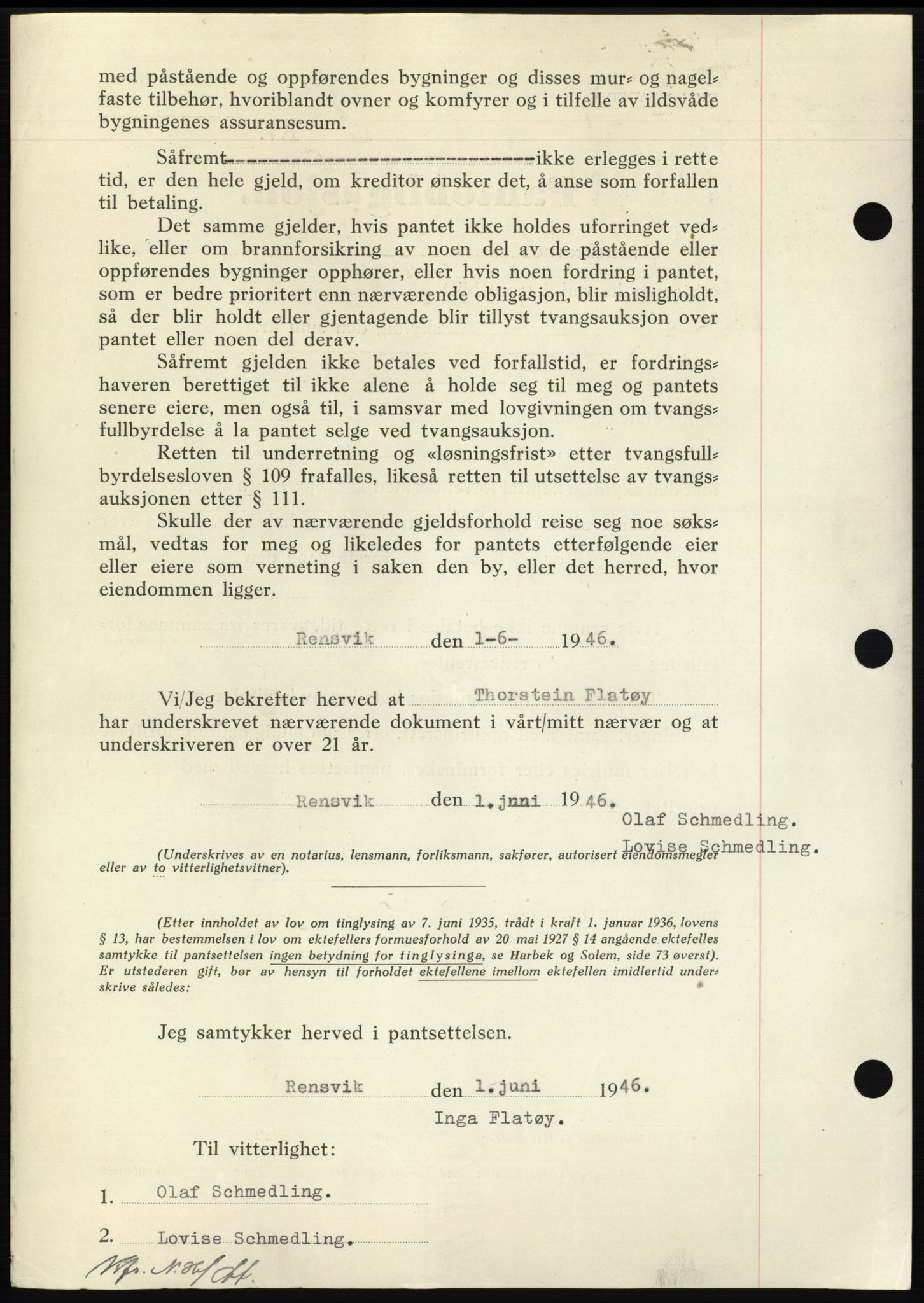 Nordmøre sorenskriveri, AV/SAT-A-4132/1/2/2Ca: Mortgage book no. B94, 1946-1946, Diary no: : 1534/1946