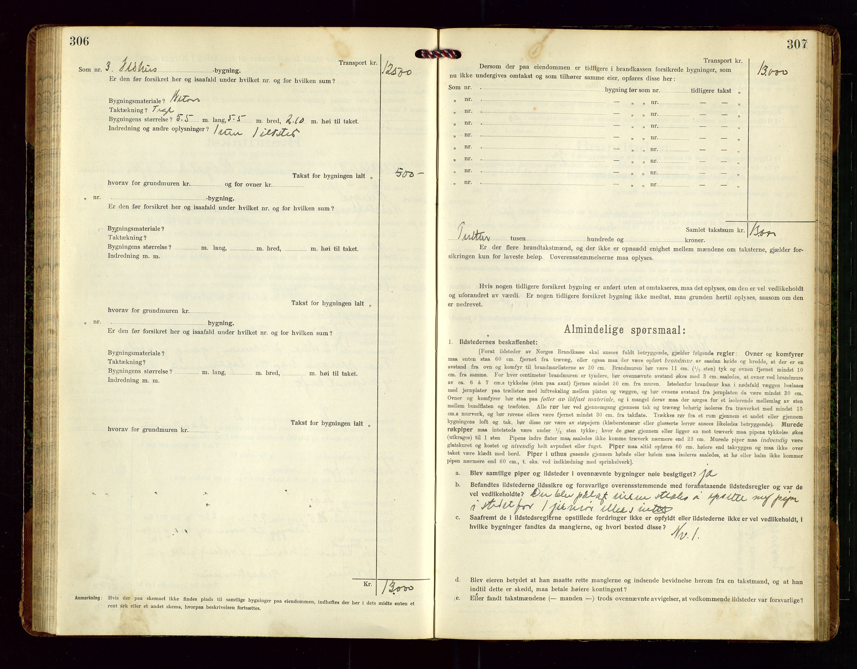 Nedstrand lensmannskontor, SAST/A-100236/Gob/L0002: "Brandtakstprotokol for Nerstrand lensmandsdistrikt Rogaland Fylke", 1916-1949, p. 306-307