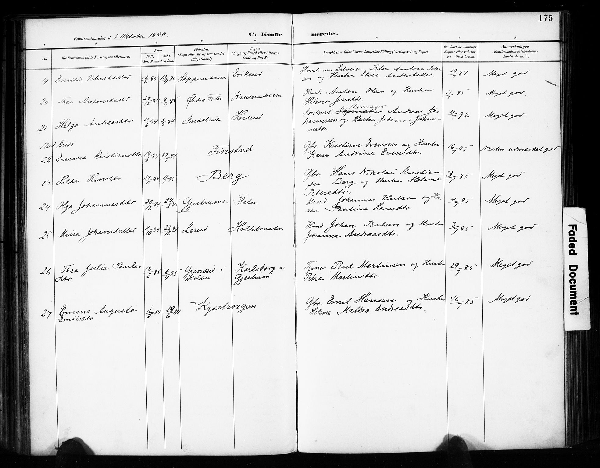 Vestre Toten prestekontor, SAH/PREST-108/H/Ha/Haa/L0011: Parish register (official) no. 11, 1895-1906, p. 175
